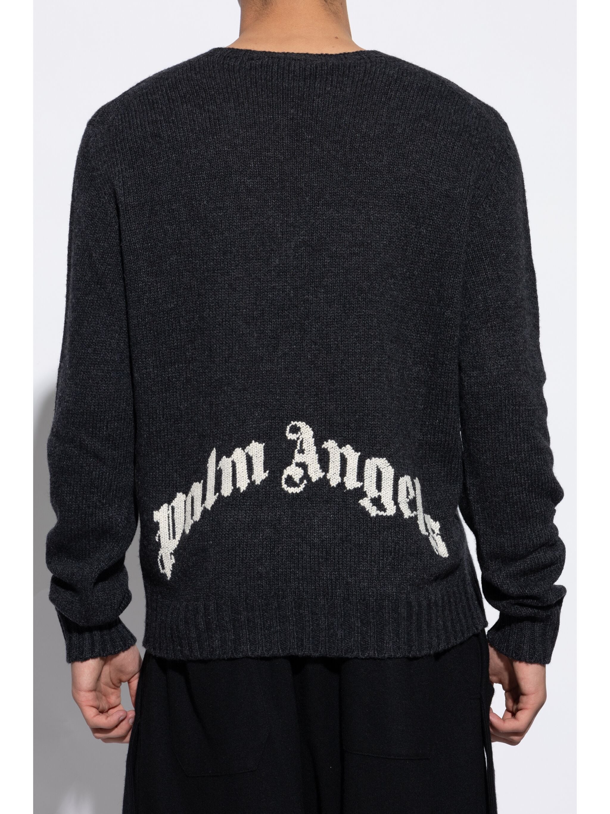 PALM ANGELS Men Curved Logo Sweater Knit Round Neck - 2