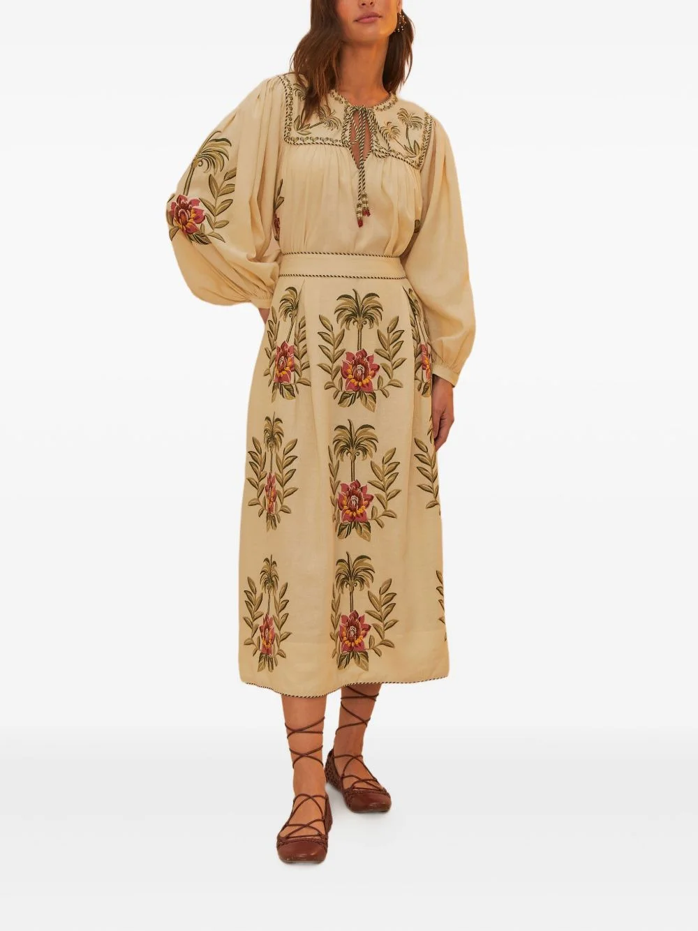 Tropical Flower embroidered blouse - 1