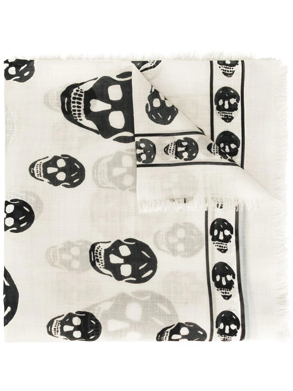 fringed skull-print scarf - 1