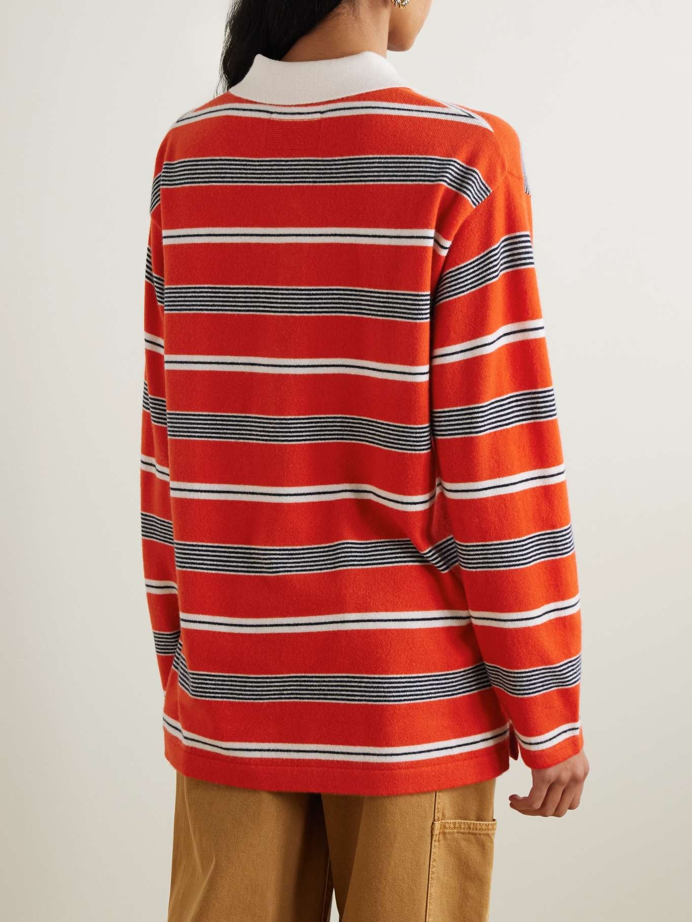 Striped cashmere polo shirt Red - 3