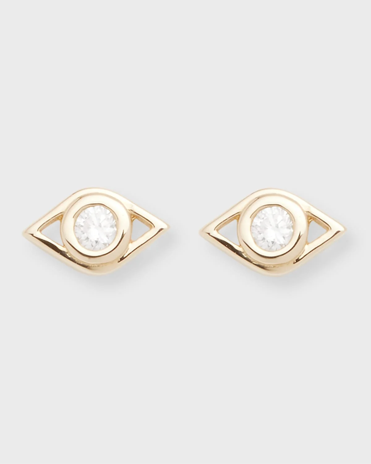 14k Diamond Evil Eye Stud Earring, Single - 1