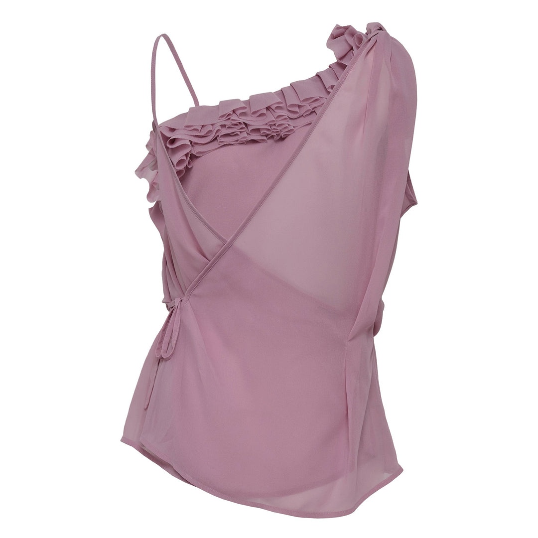 Asymmetrical Ruffled Top Voile - 2
