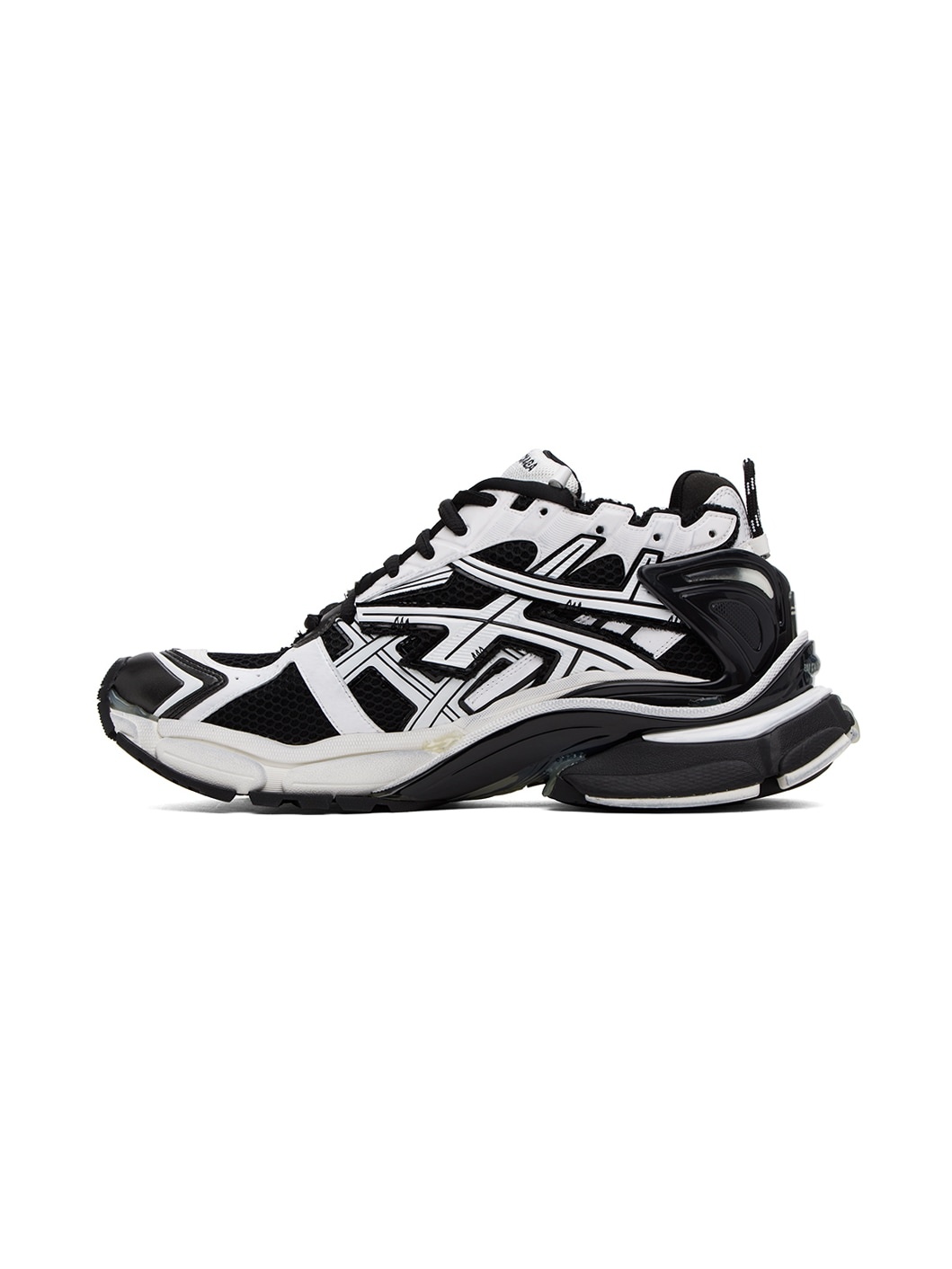 White & Black Runner Sneakers - 3