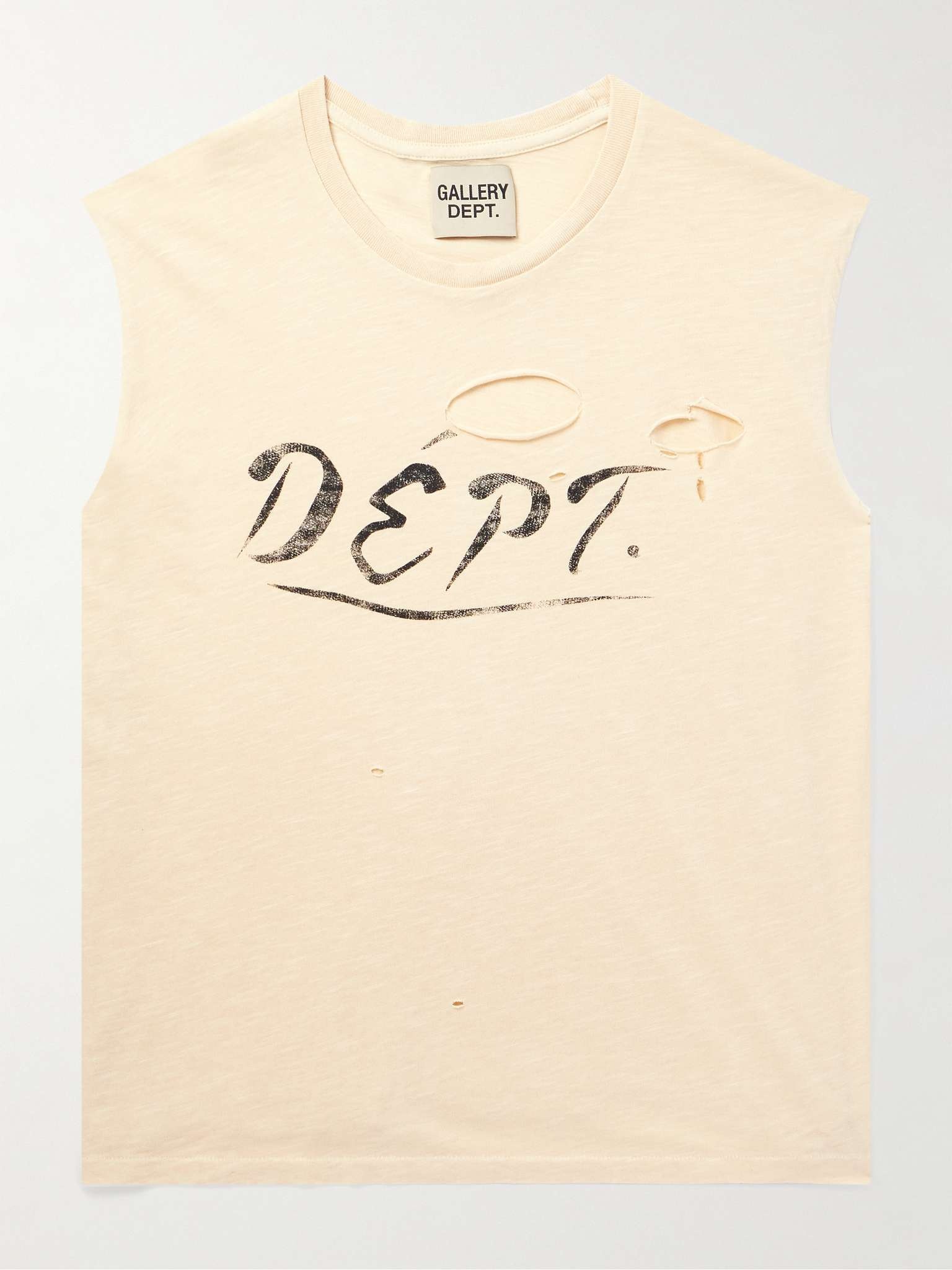 Cropped Distressed Logo-Print Cotton-Jersey Tank Top - 1