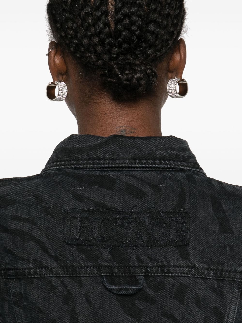 zebra-print denim jacket - 5