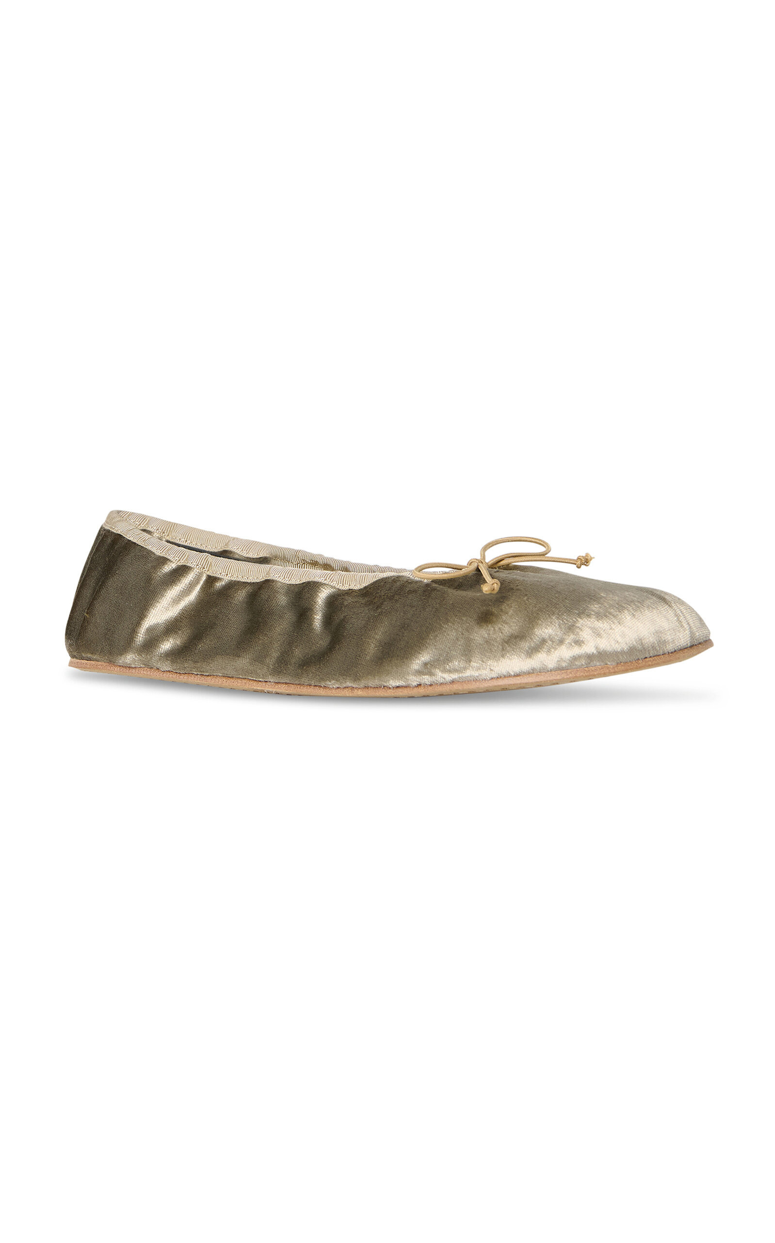 Round Velvet Ballet Flats ivory - 3