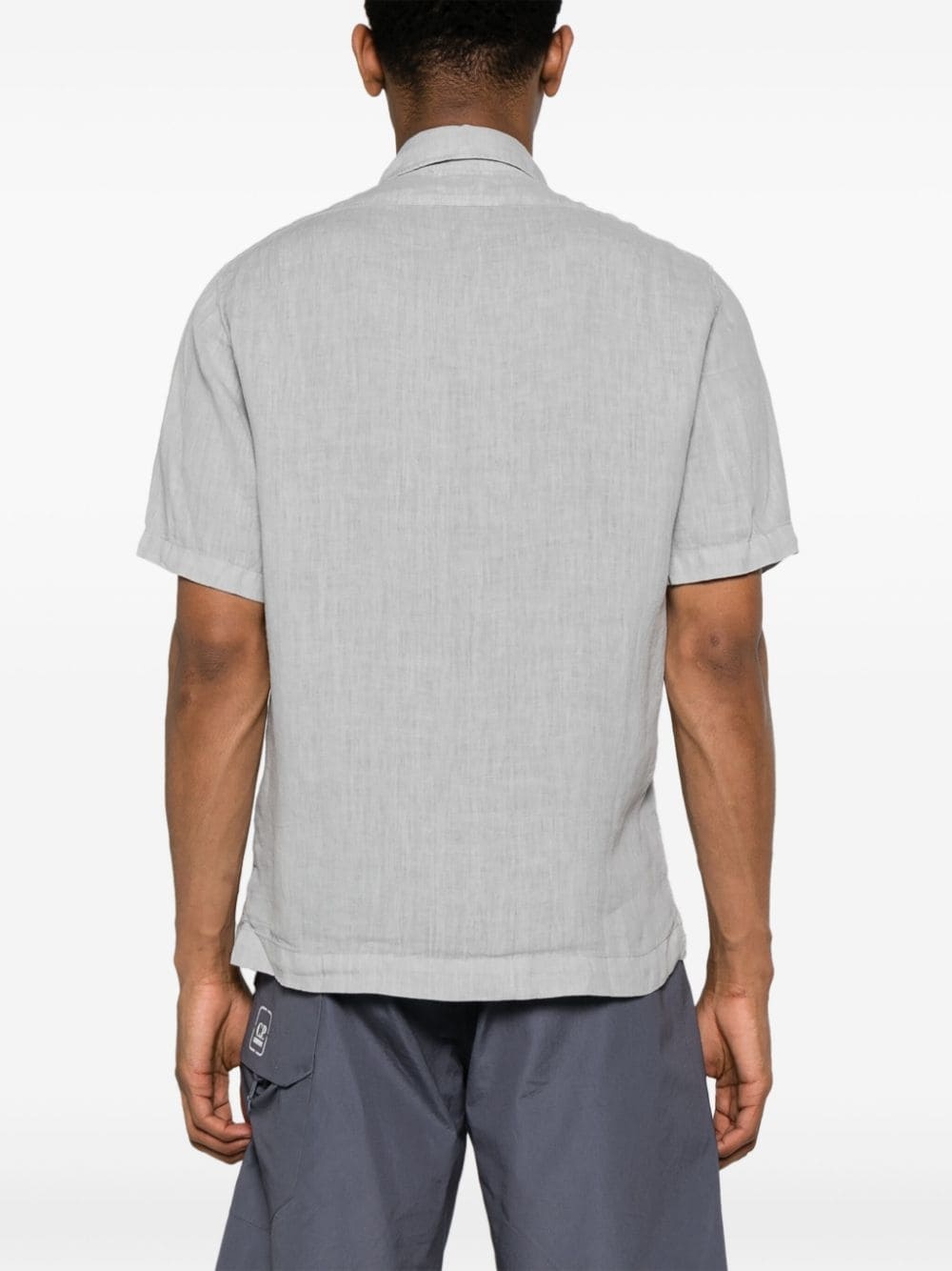 logo-print linen shirt - 4