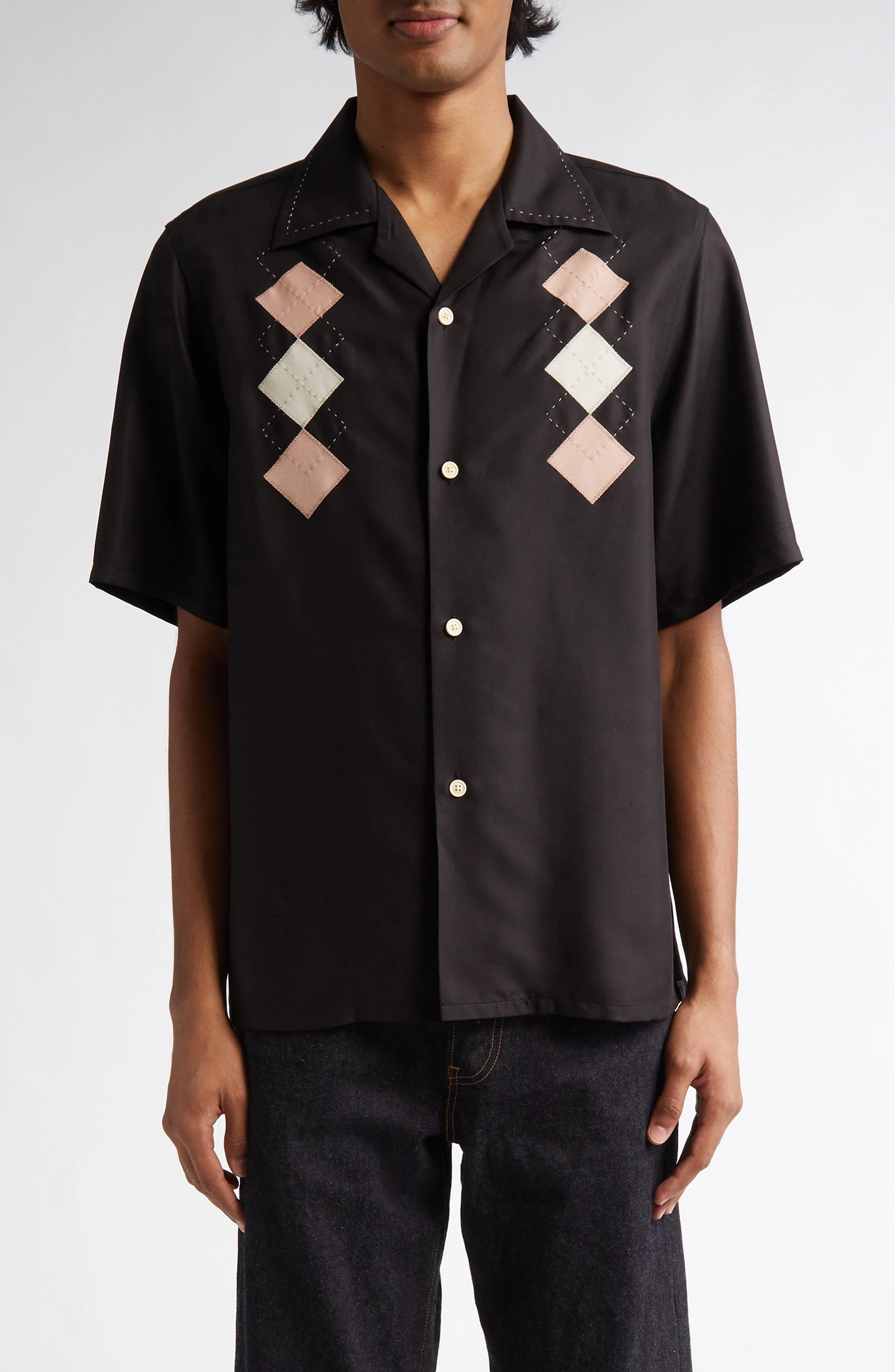 VISVIM Keesey Silk Camp Shirt in Black at Nordstrom - 1