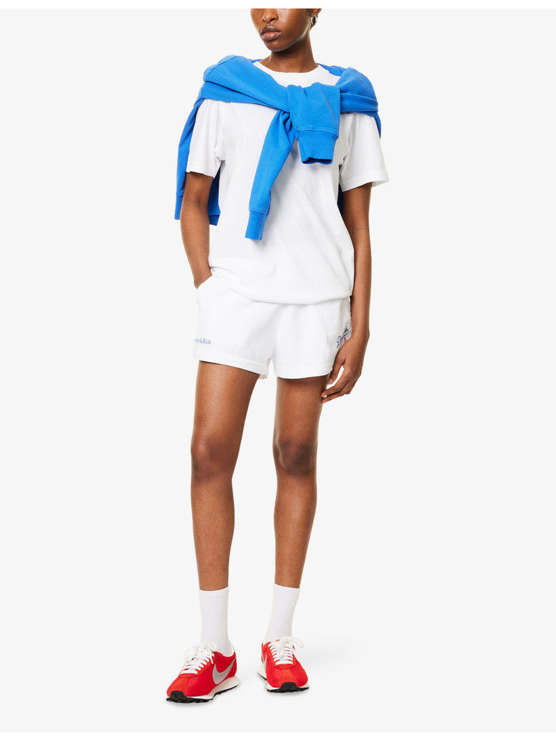 Sporty & Rich Dodgers Serif Disco Brand-Print Cotton-Jersey Shorts outlook