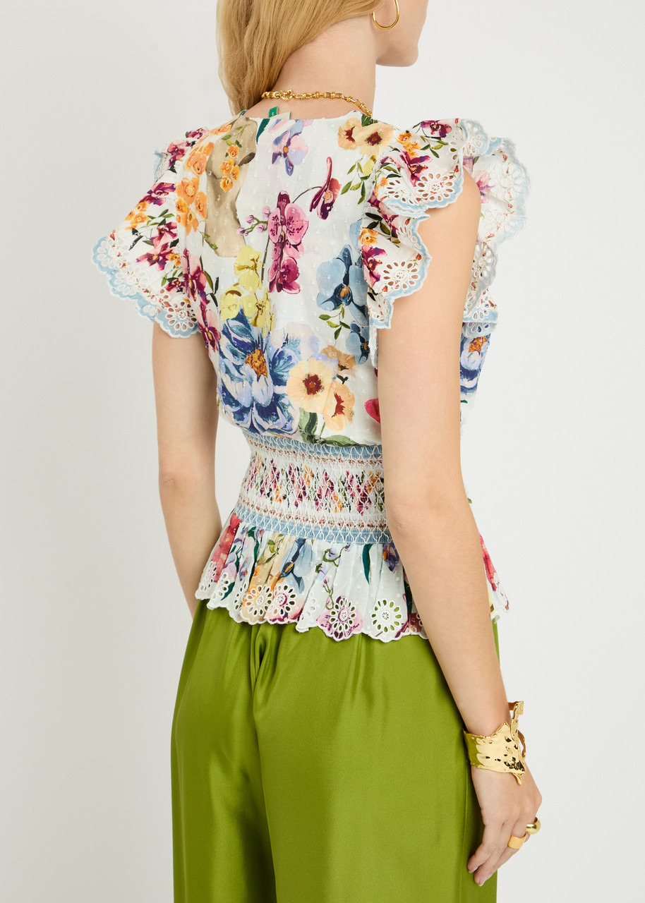 Farm Rio Greek Garden Floral-printed Cotton Blouse - 3