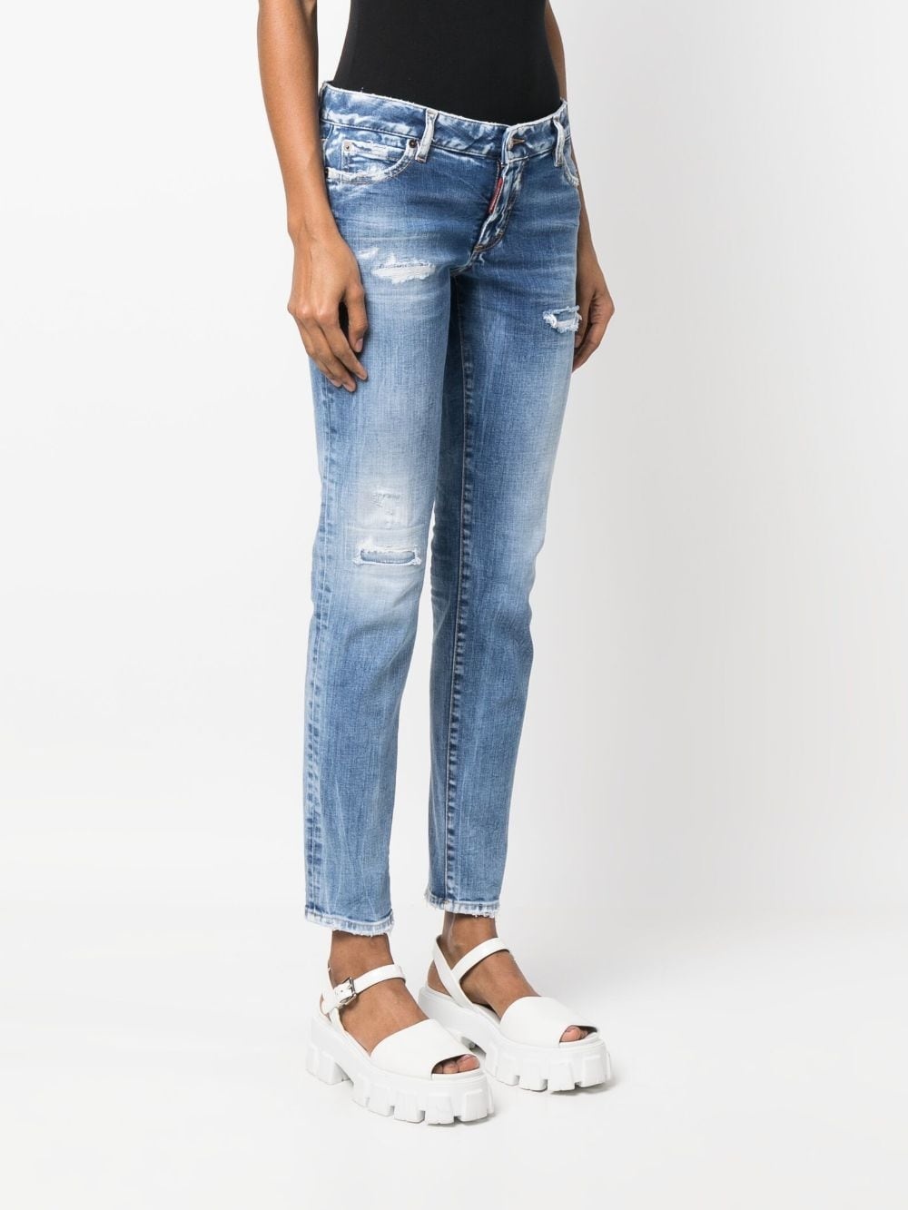 distressed-effect cropped jeans - 3