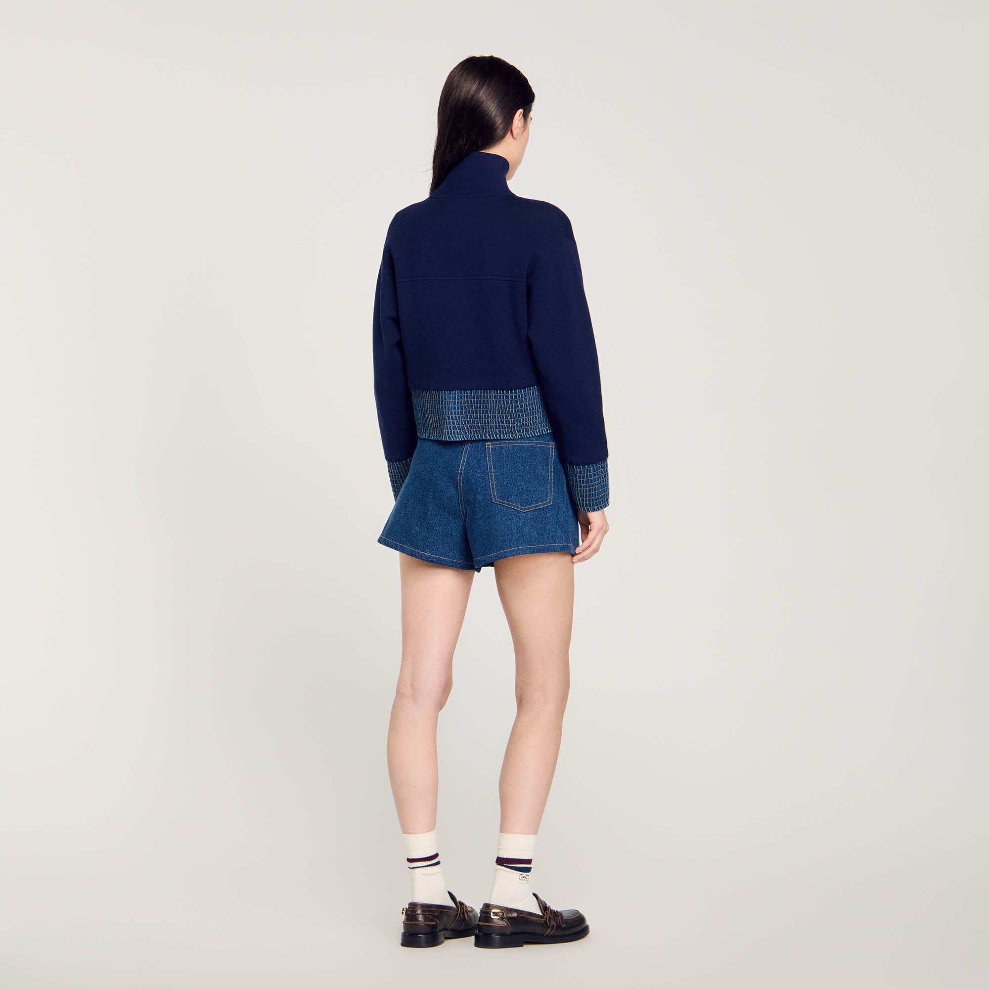 KNIT AND DENIM COATIGAN - 6