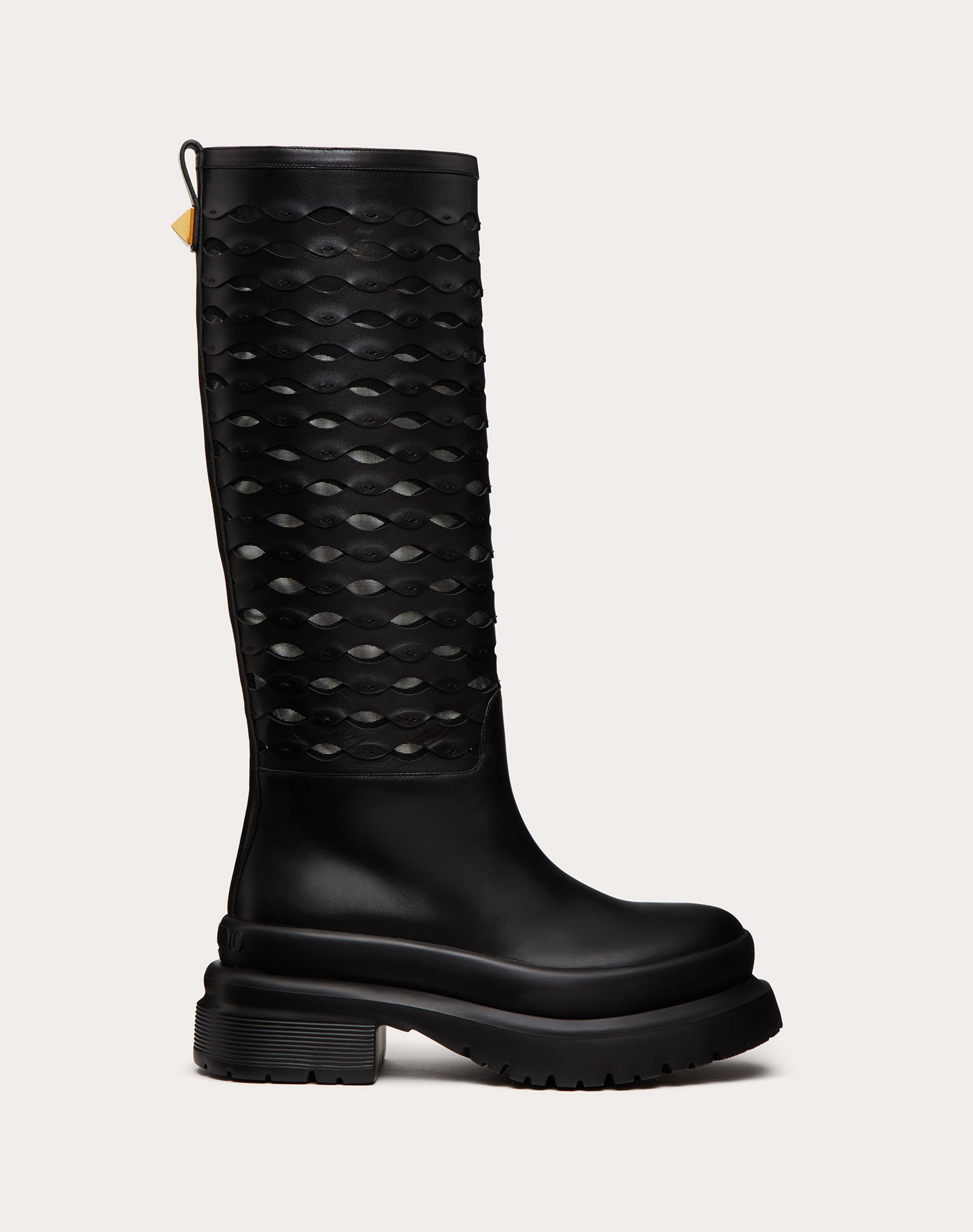ROMAN STUD CALFSKIN BOOT WITH WAVE EMBROIDERY 50MM - 1