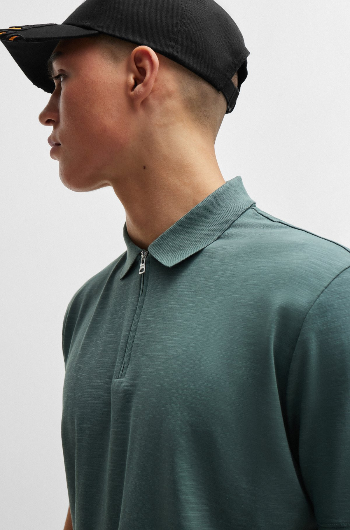 COTTON-BLEND POLO SHIRT WITH ZIP PLACKET - 3