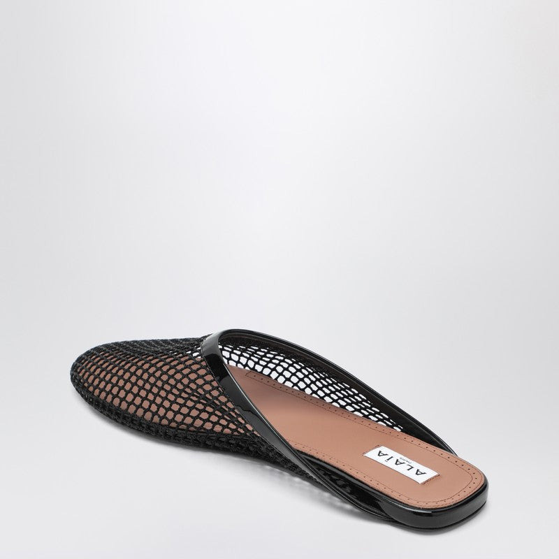 Alaia Flat Mules Black In Mesh Women - 2
