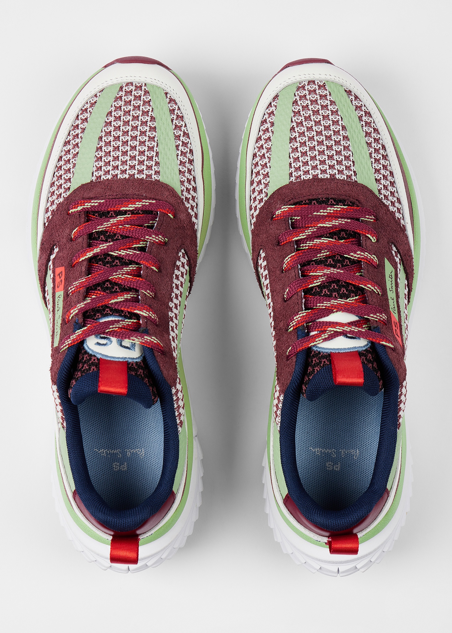 Burgundy And Mint 'Darter' Trainers - 3