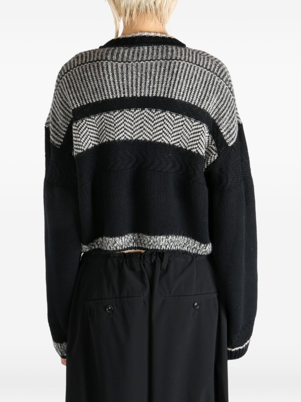 patchwork cropped cardigan - 4