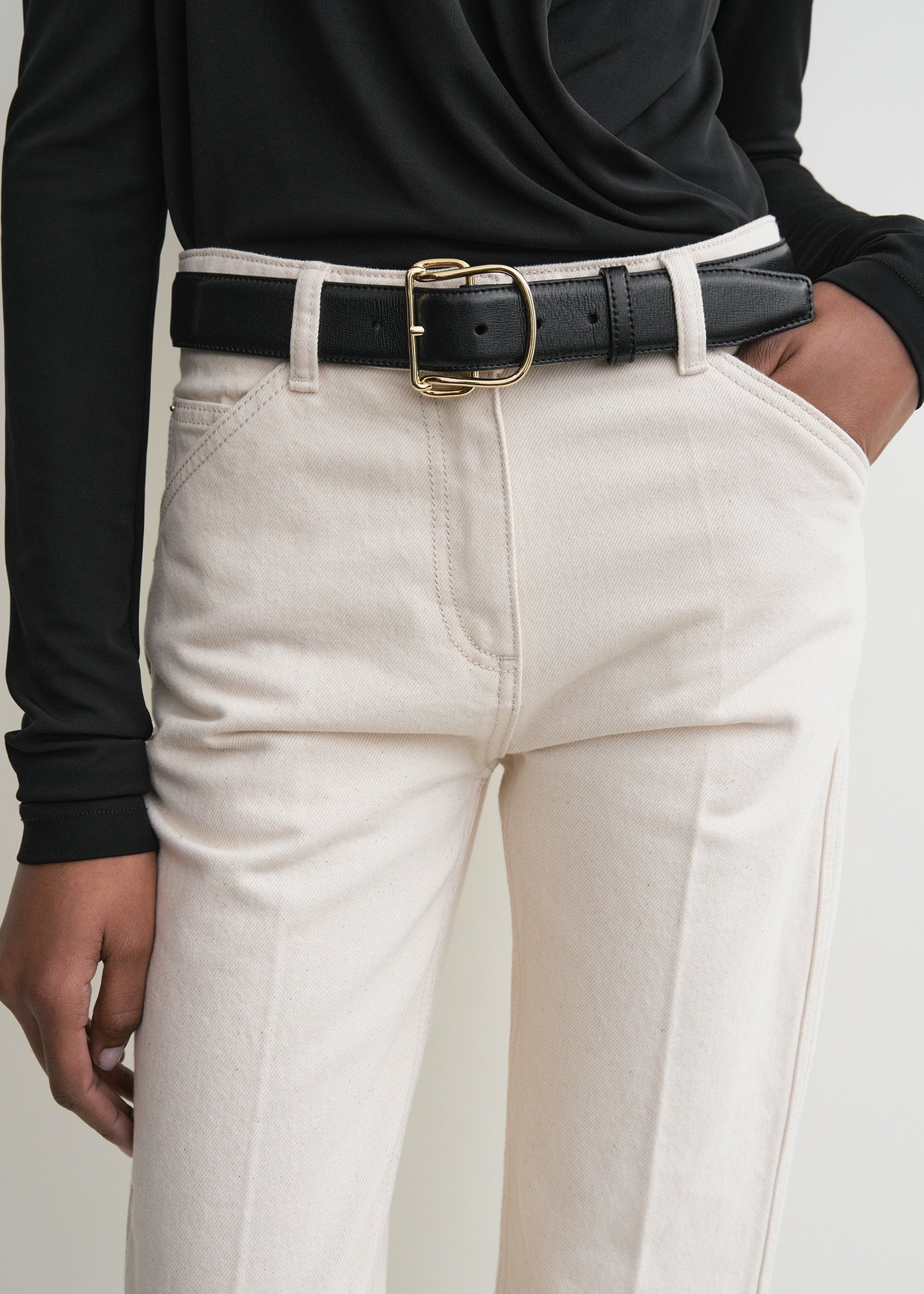 Swirl leather belt black - 2