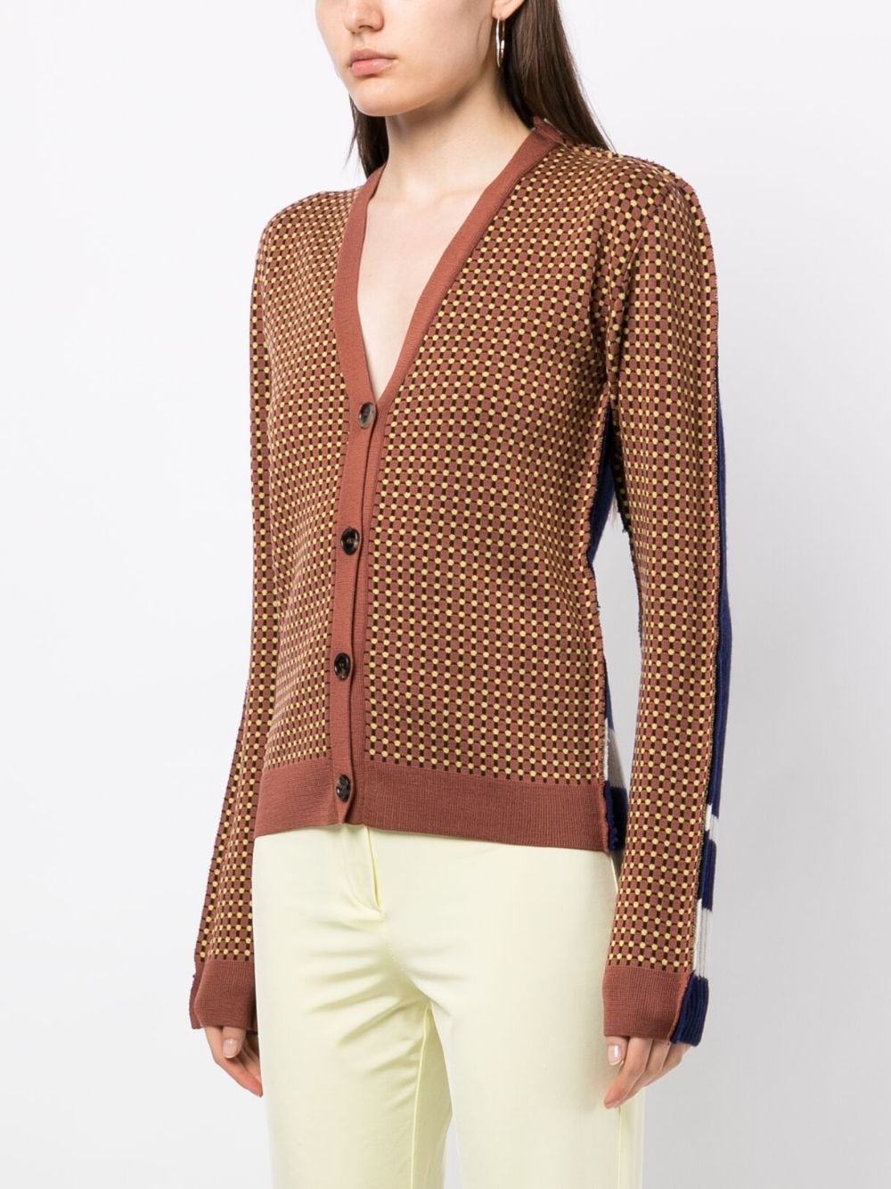 graphic-print V-neck cardigan - 3