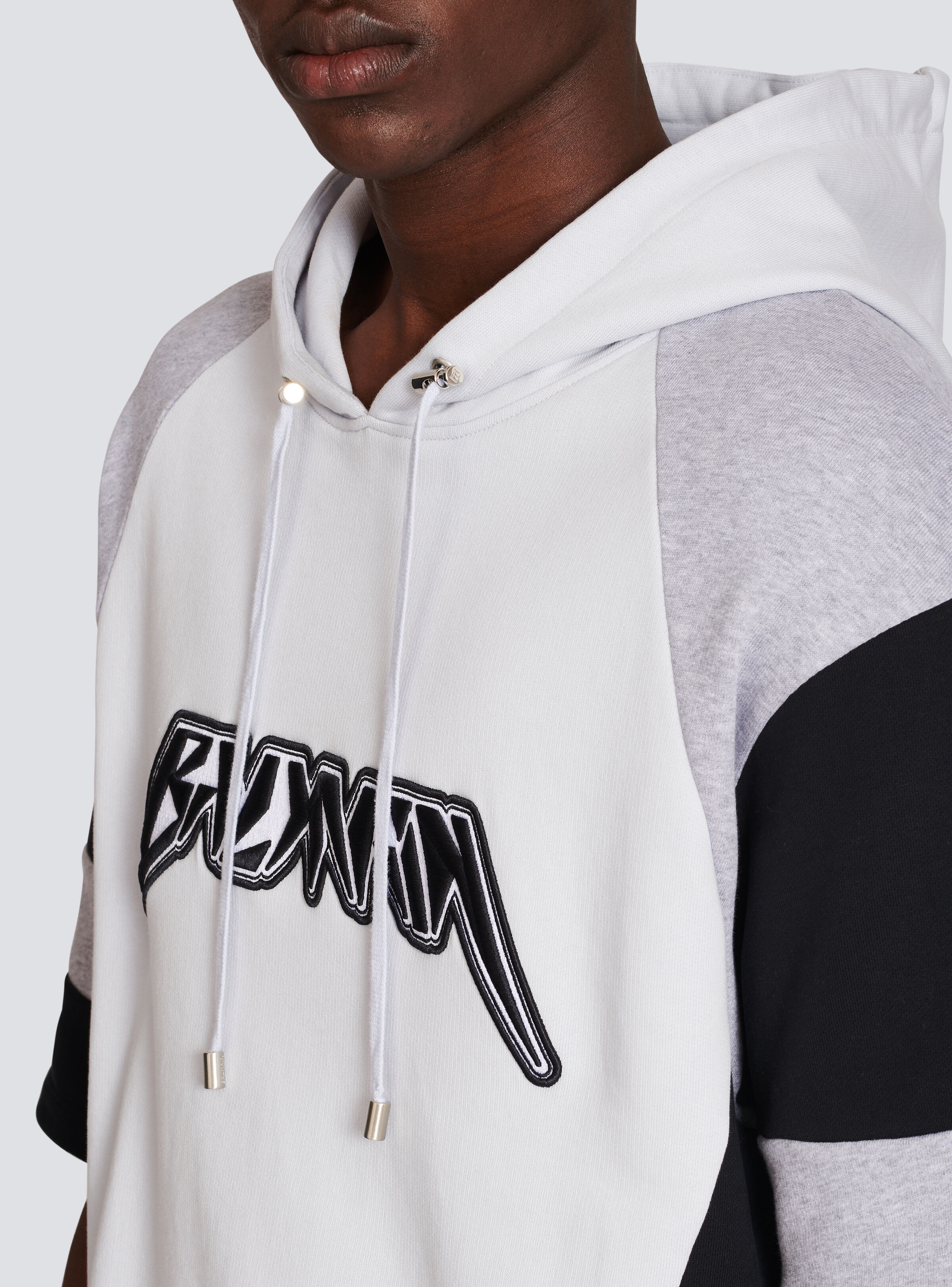 Oversized cotton hoodie with embroidered Balmain logo - 8