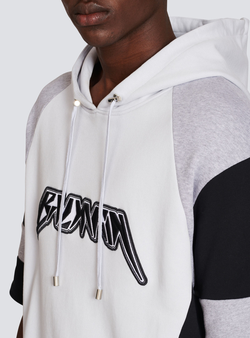 Oversized cotton hoodie with embroidered Balmain logo 8