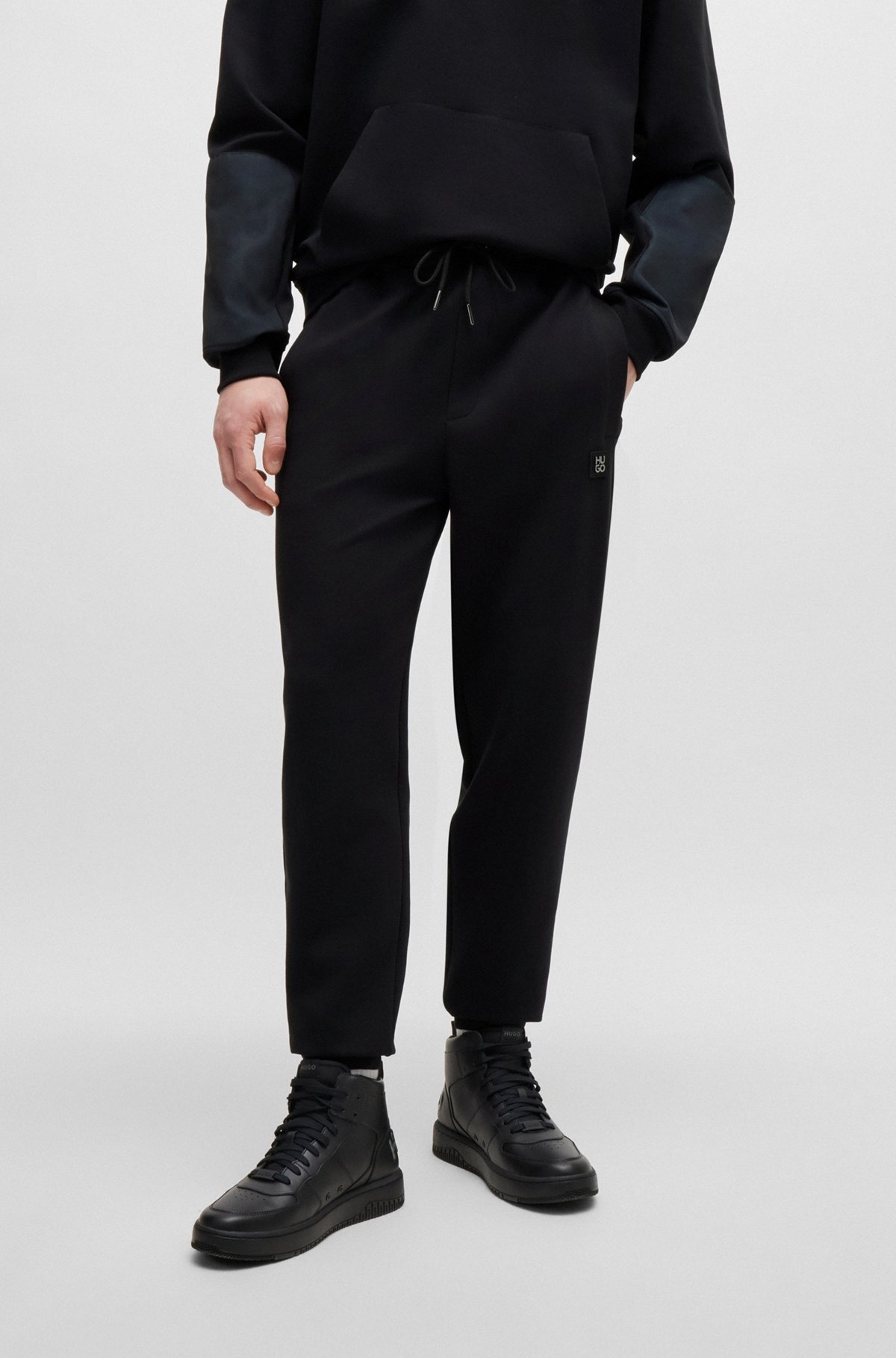 STRETCH-COTTON TRACKSUIT BOTTOMS WITH STACKED LOGO - 2