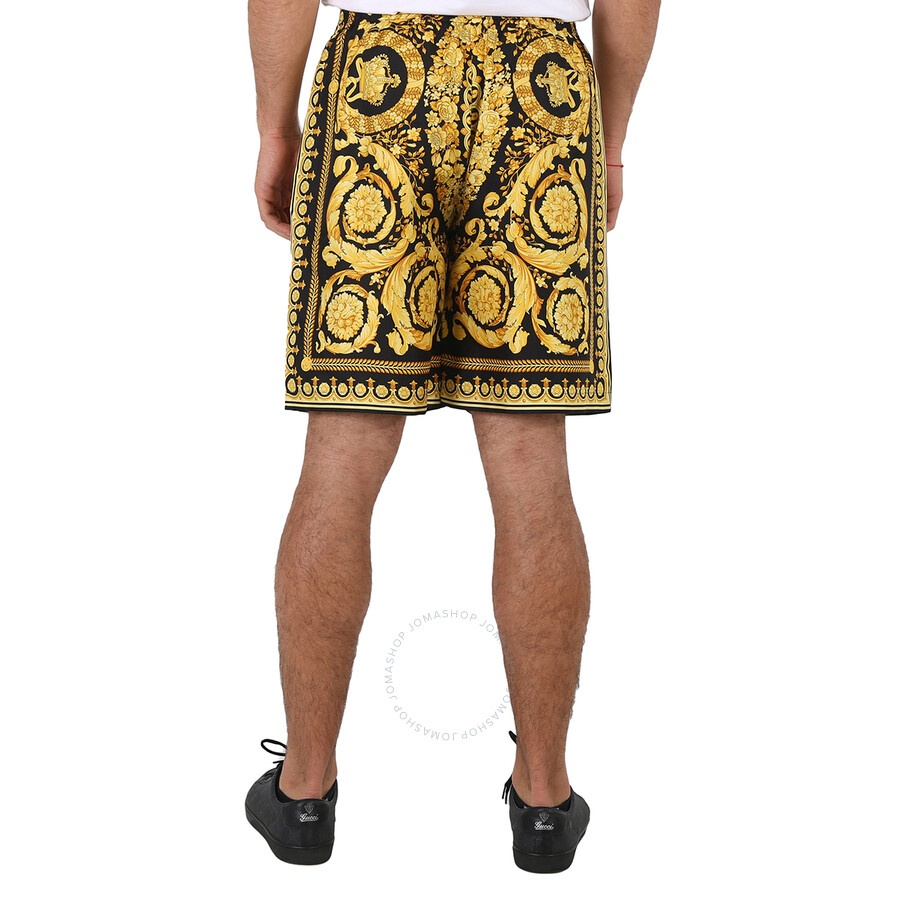 Versace Men's Silk Twill Barocco Print Shorts - 5