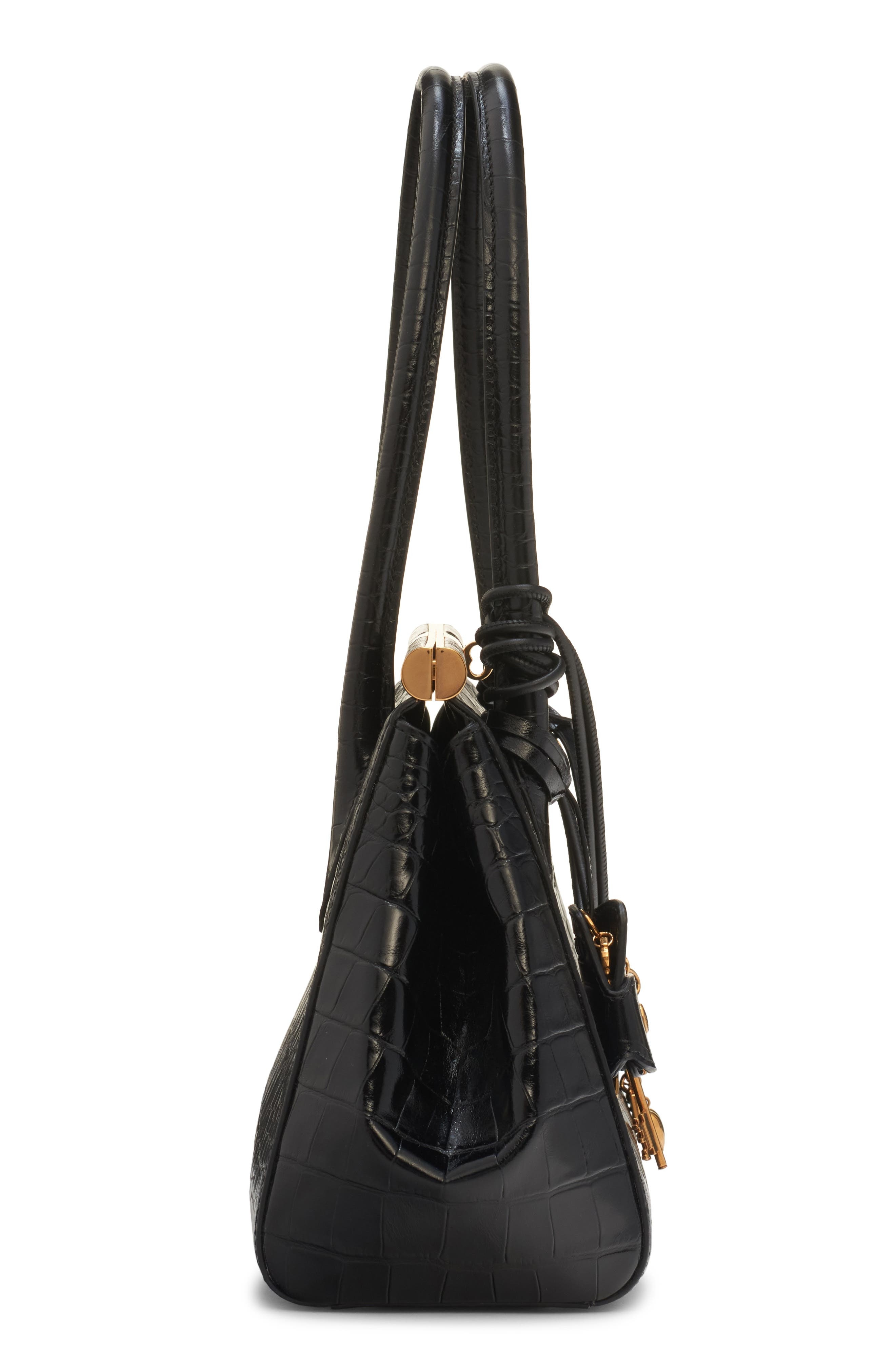 Dolce&Gabbana Marlene Everyday Croc Embossed Bag in Nero at Nordstrom - 4
