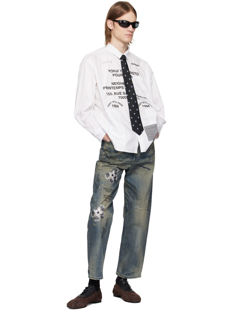 Yohji Yamamoto White NEIGHBORHOOD Edition Print Shirt outlook