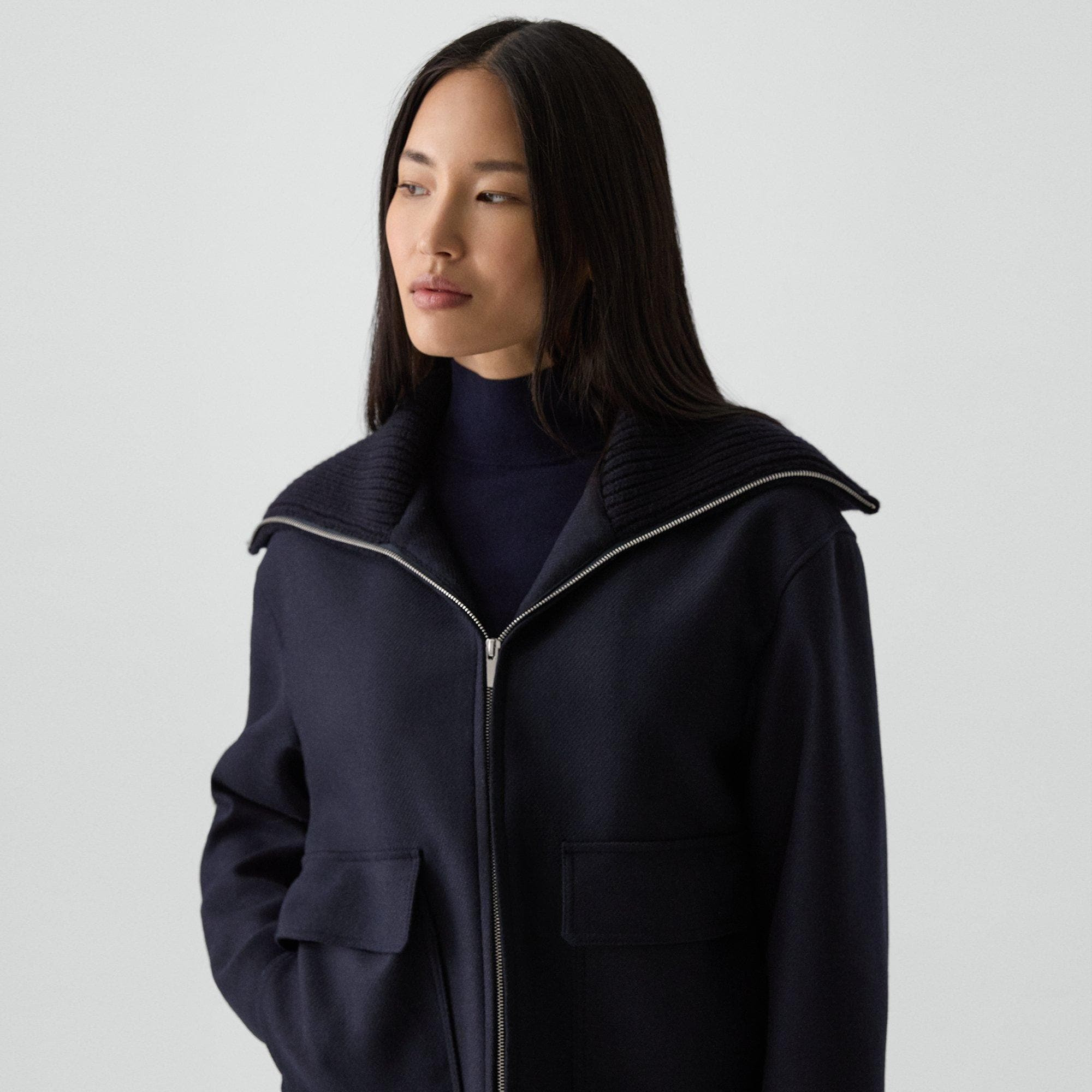 Wing Collar Jacket in Wool - 5