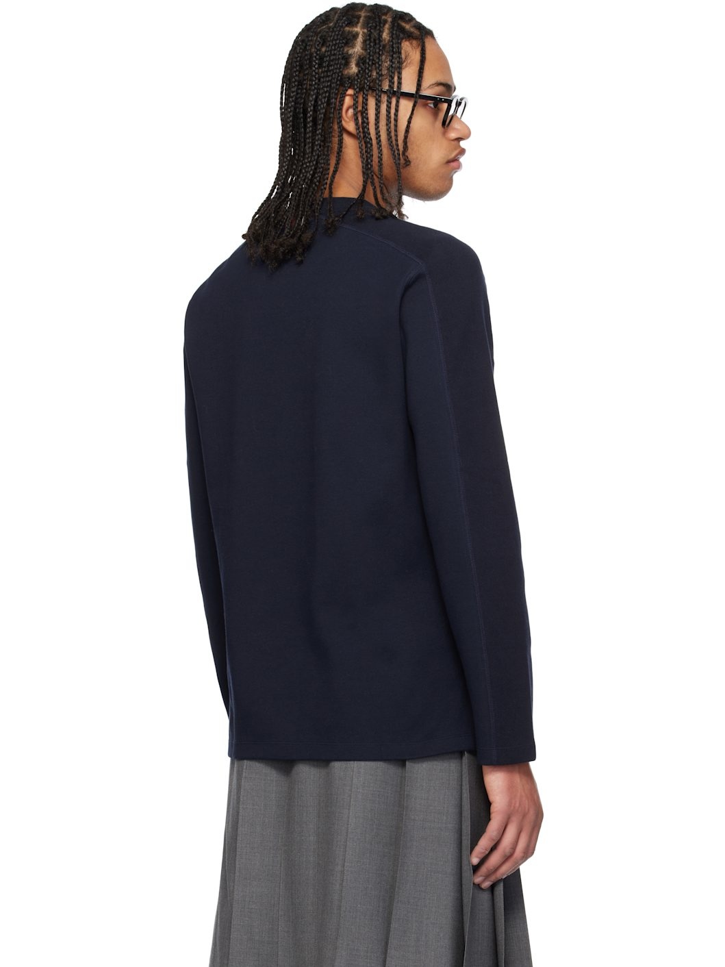 Navy Milano Cotton 4-Bar T-shirt - 3