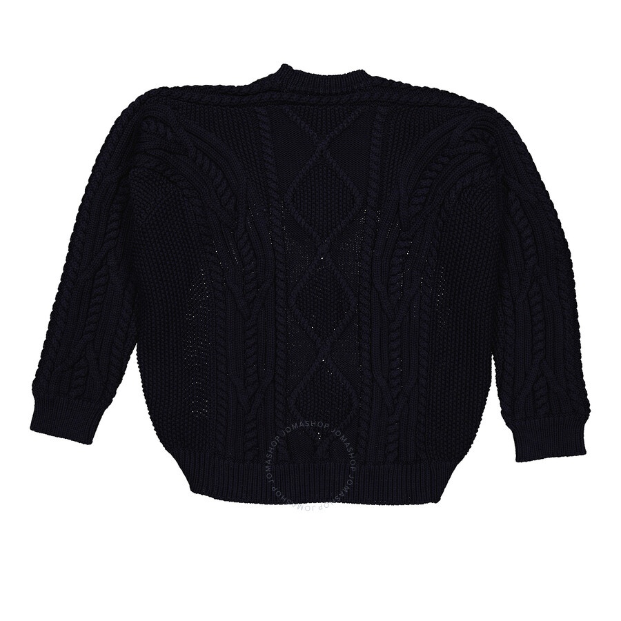 Burberry Ladies Ink Blue Cable Knit Open-Front Jumper - 2