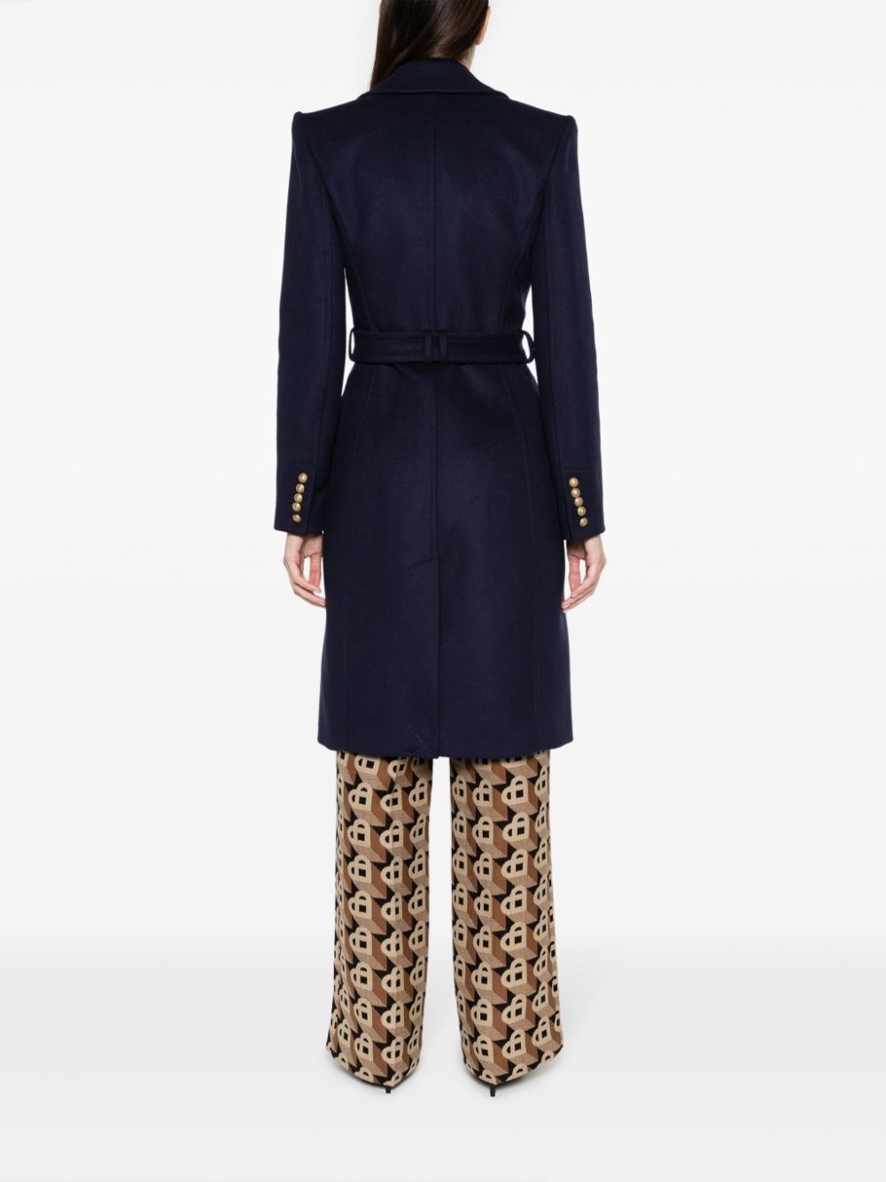 belted double-breasted wool coat - 4
