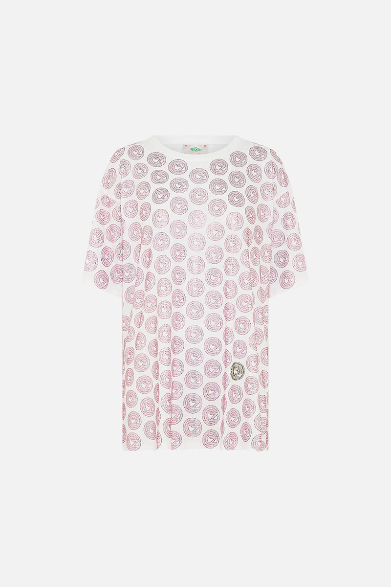 OVERSIZED BAND TEE - WHITE/PINK - 1