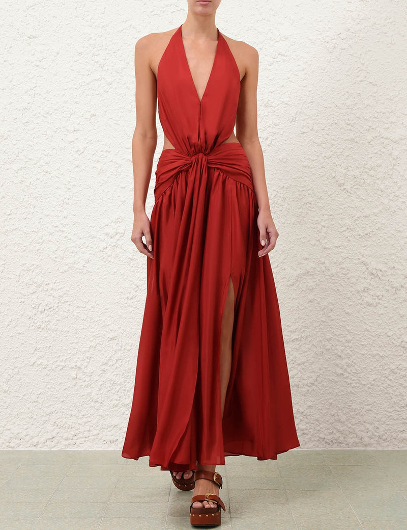 Zimmermann INDRA PLUNGE HALTER MAXI DRESS outlook