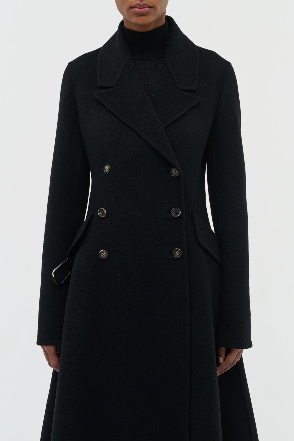 Cantwell Coat in Black Double-Face Recycled Cashmere - 6