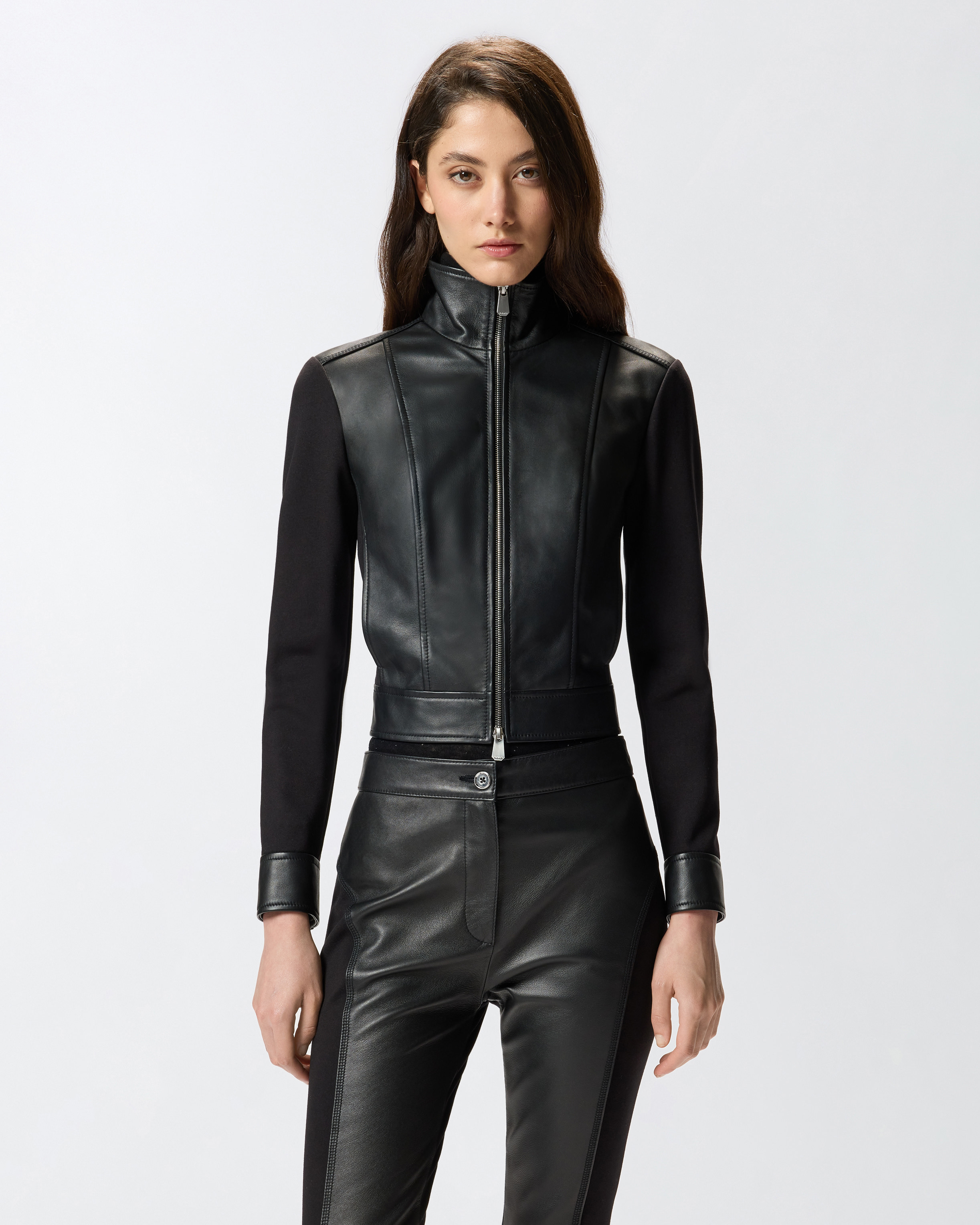 DUAL-FABRIC BIKER JACKET - 2