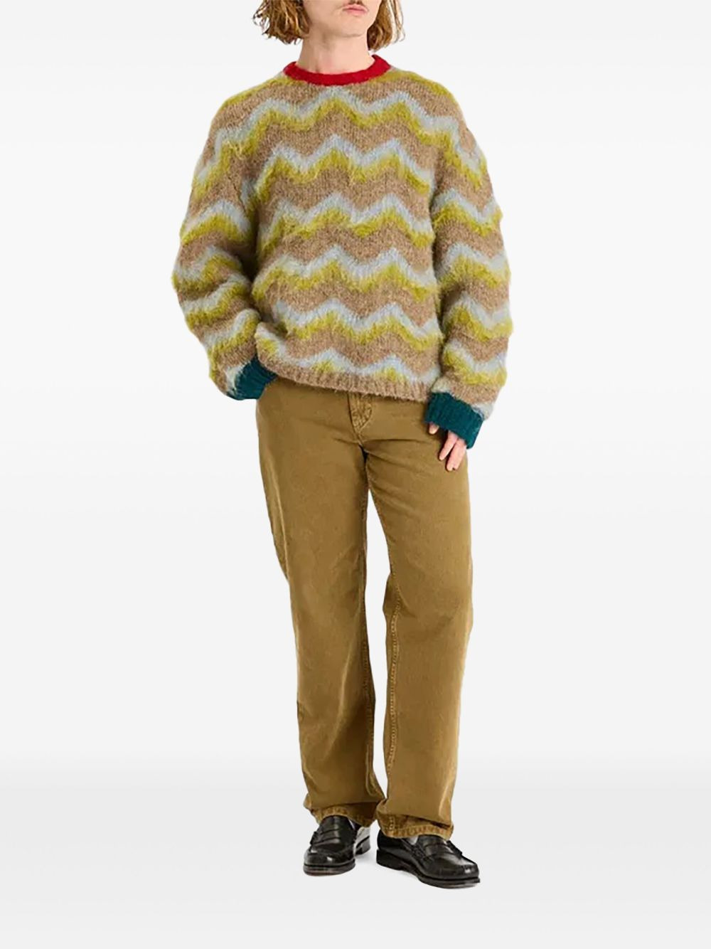 zig-zag wool-blend knit sweater - 2