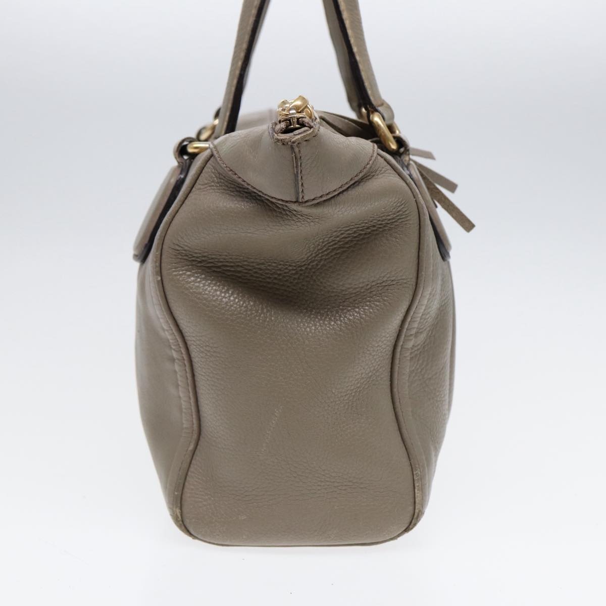 GUCCI Hand Bag Leather Gray Gold - 4