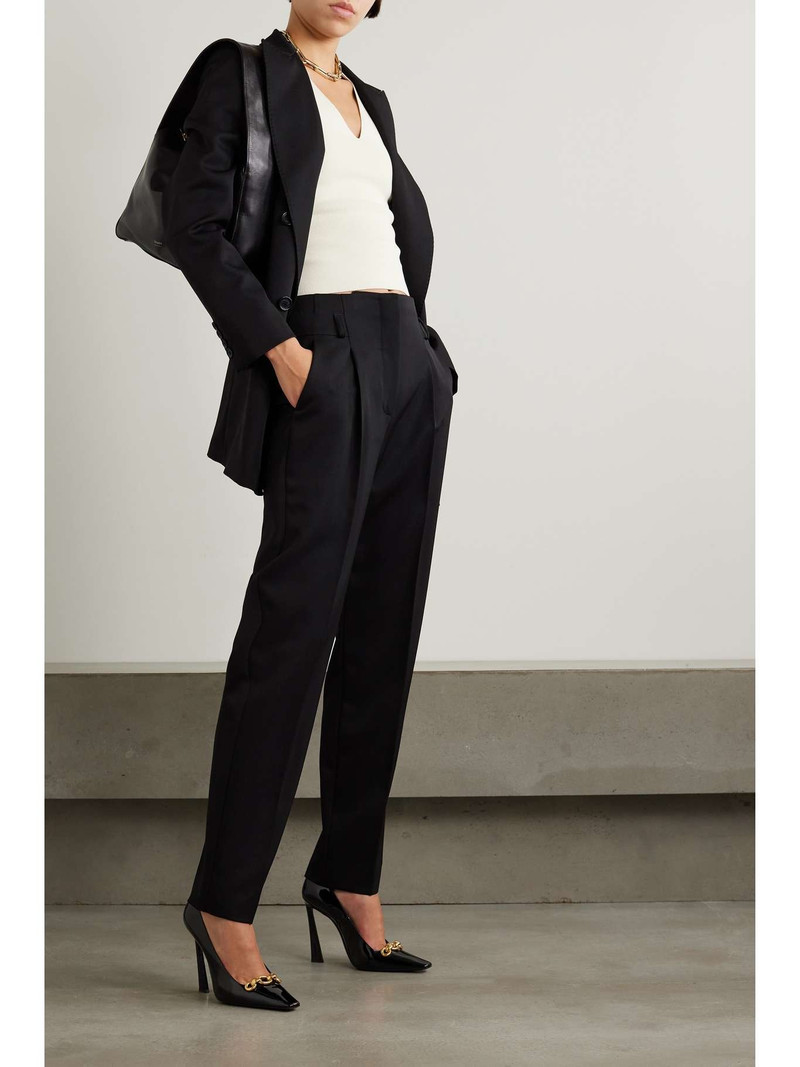 Max Mara Celtico wool and mohair-blend twill tapered pants outlook