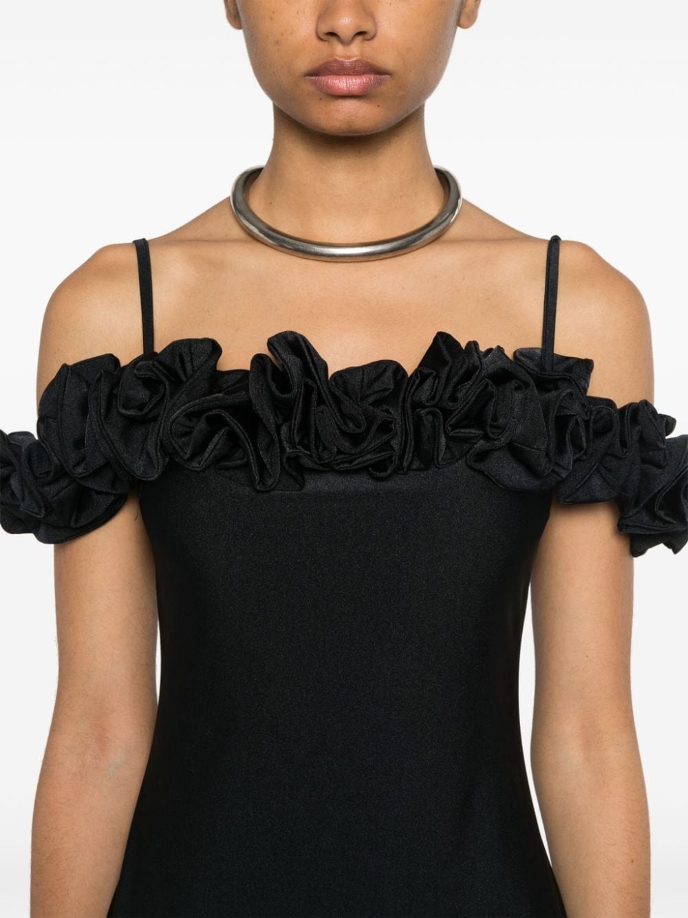 ruffled-trim midi dress - 5