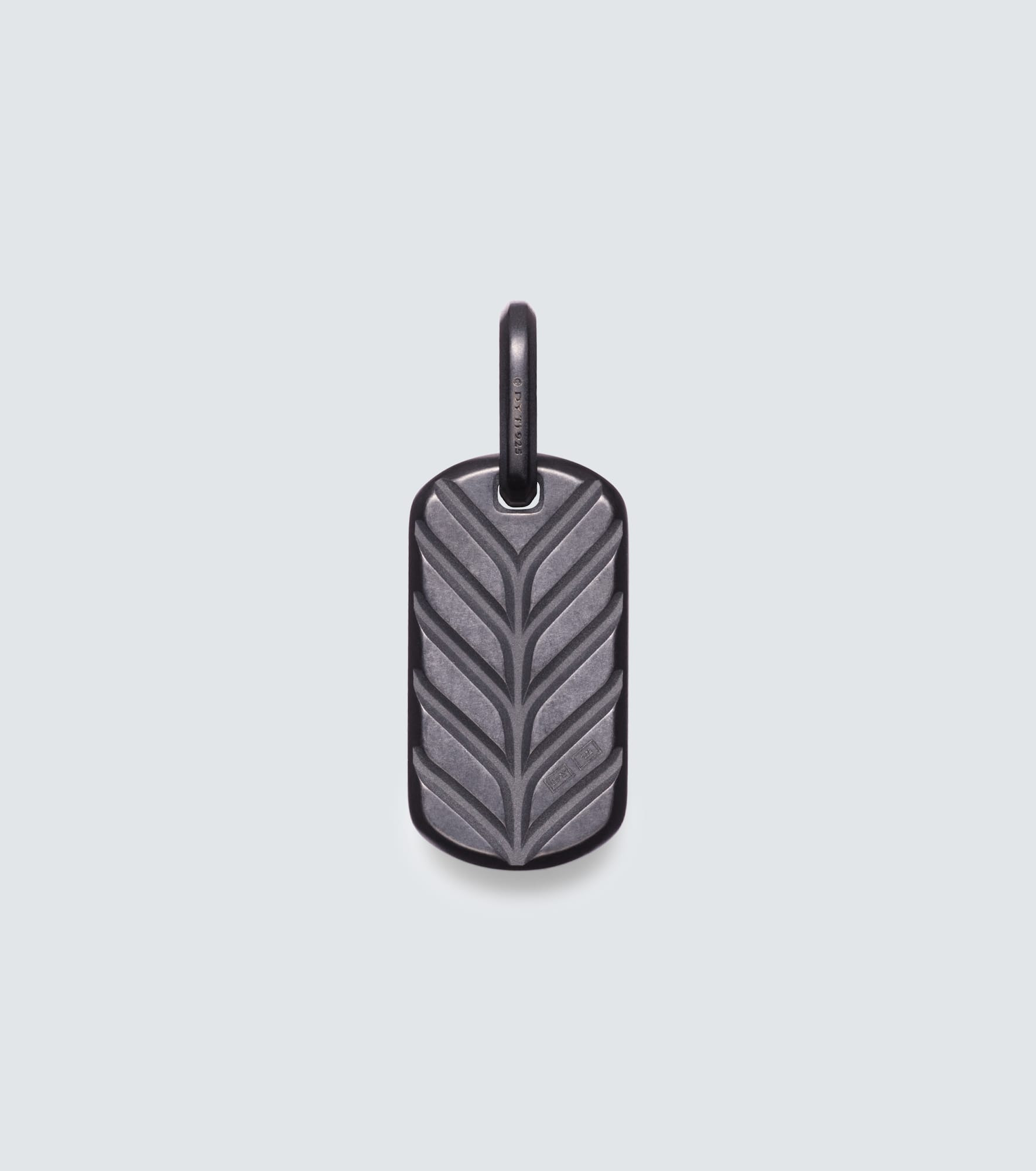 Chevron titanium and sterling silver pendant with diamonds - 3