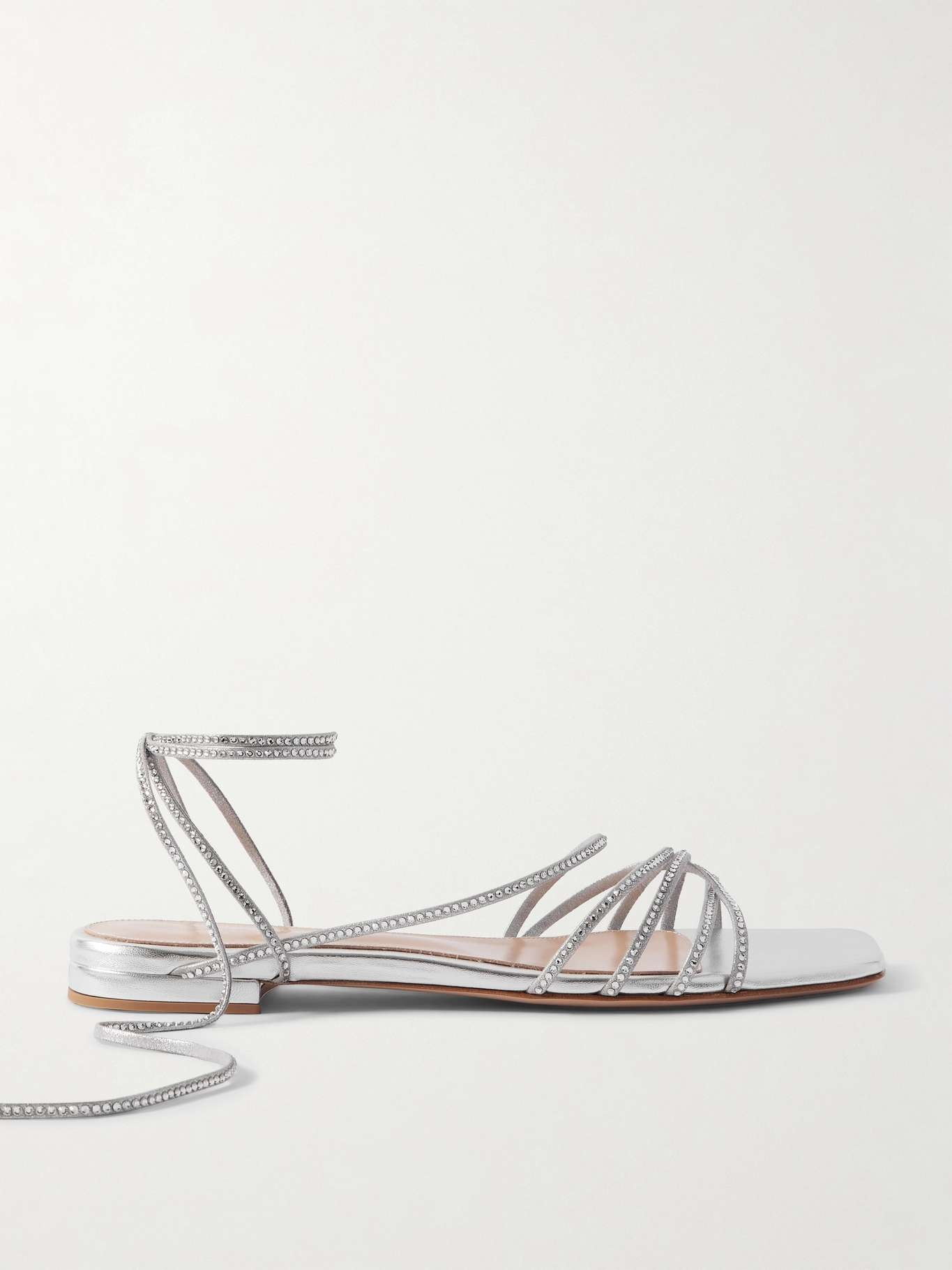 Crystal-embellished metallic leather sandals Silver - 1