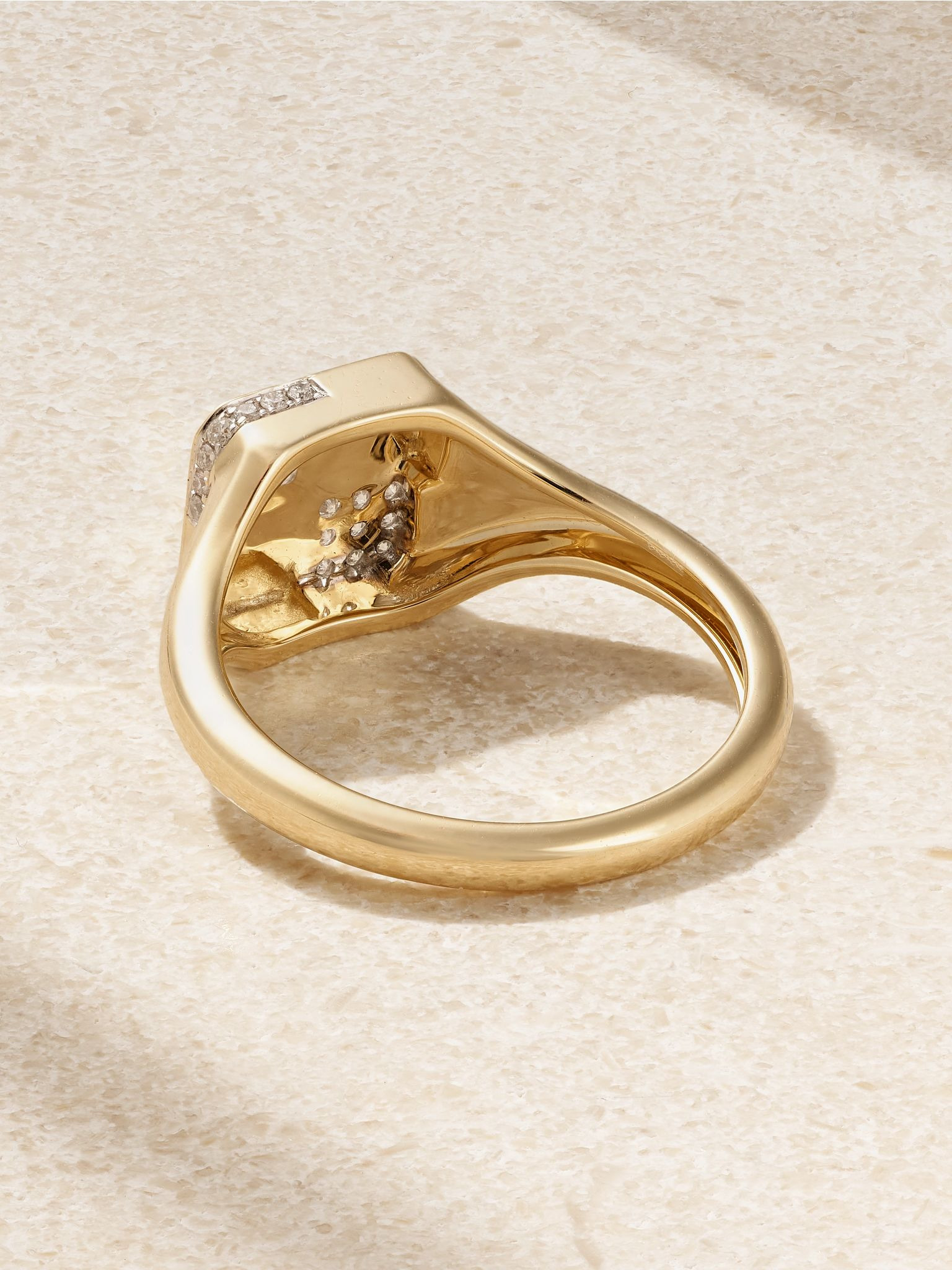 9-karat gold diamond signet ring Gold - 3