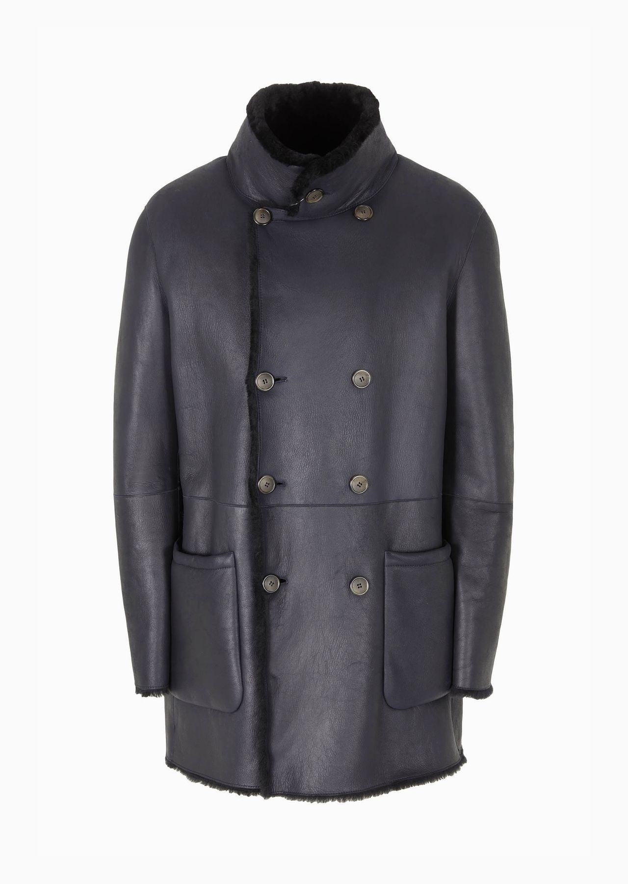 Reversible, double-breasted sheepskin pea coat - 1