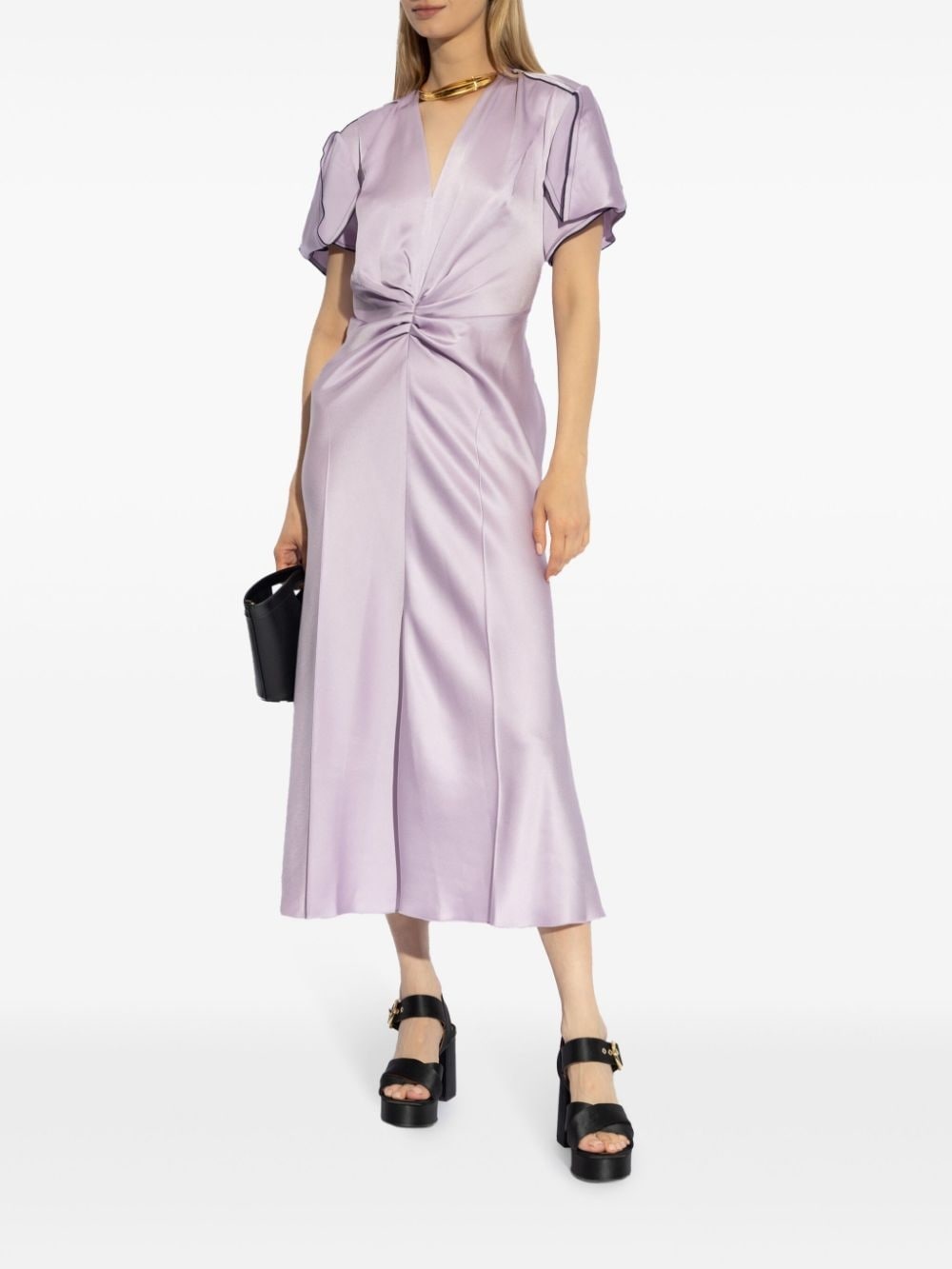 ruched satin midi dress - 2