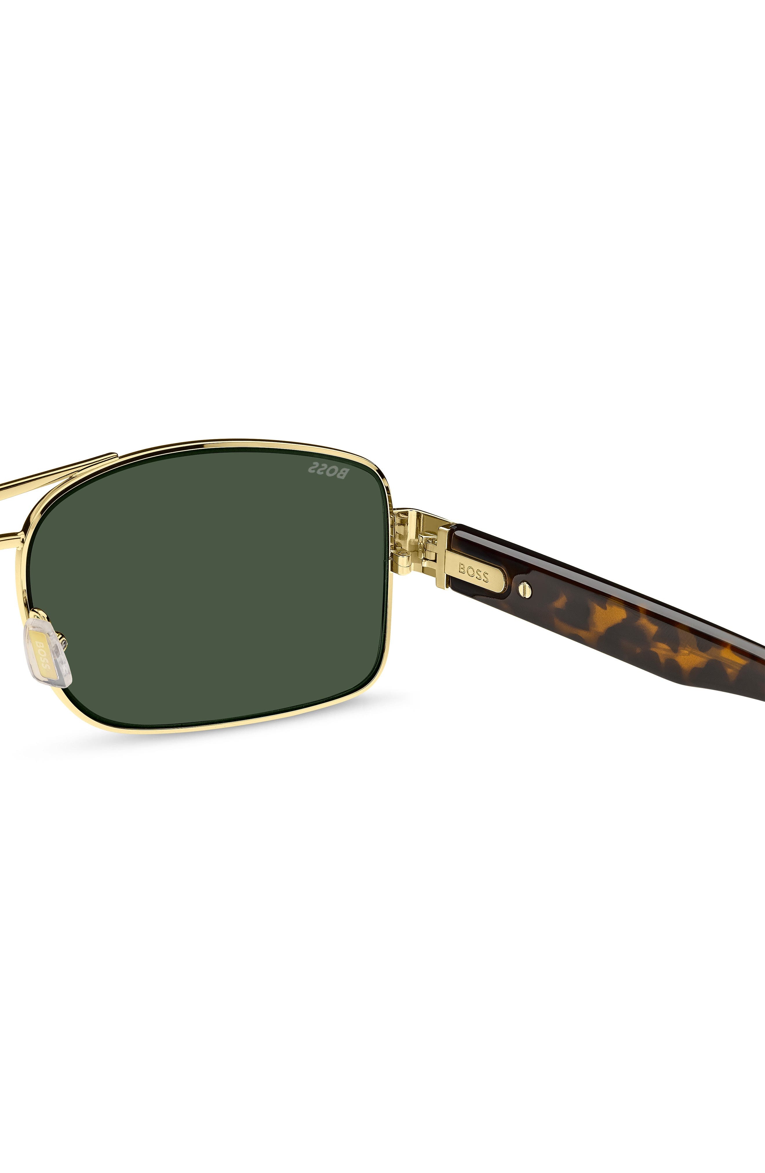 BOSS 62mm Oversize Polarized Navigator Sunglasses in Gold/Green Polar at Nordstrom - 7