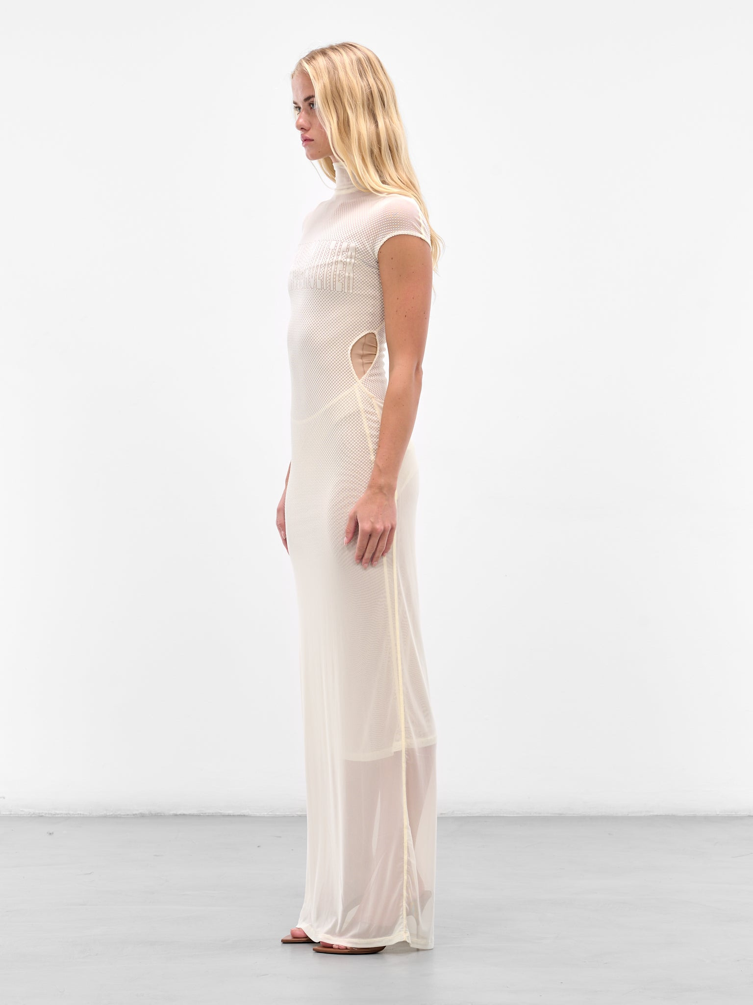 Ecru Sleeveless Flock Maxi Dress - 2