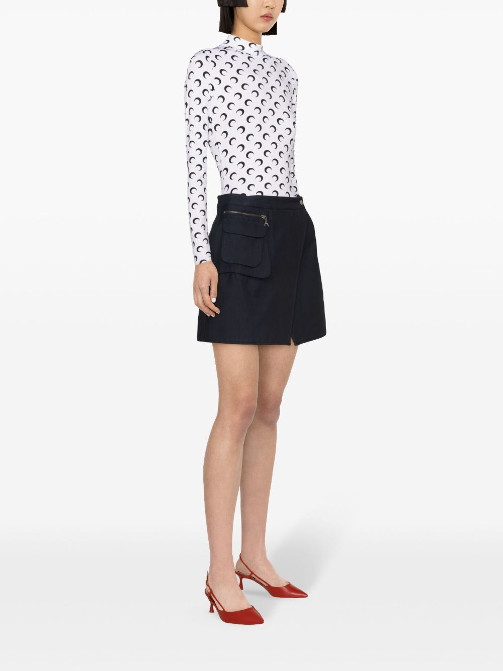moon-print mock-neck T-shirt - 3