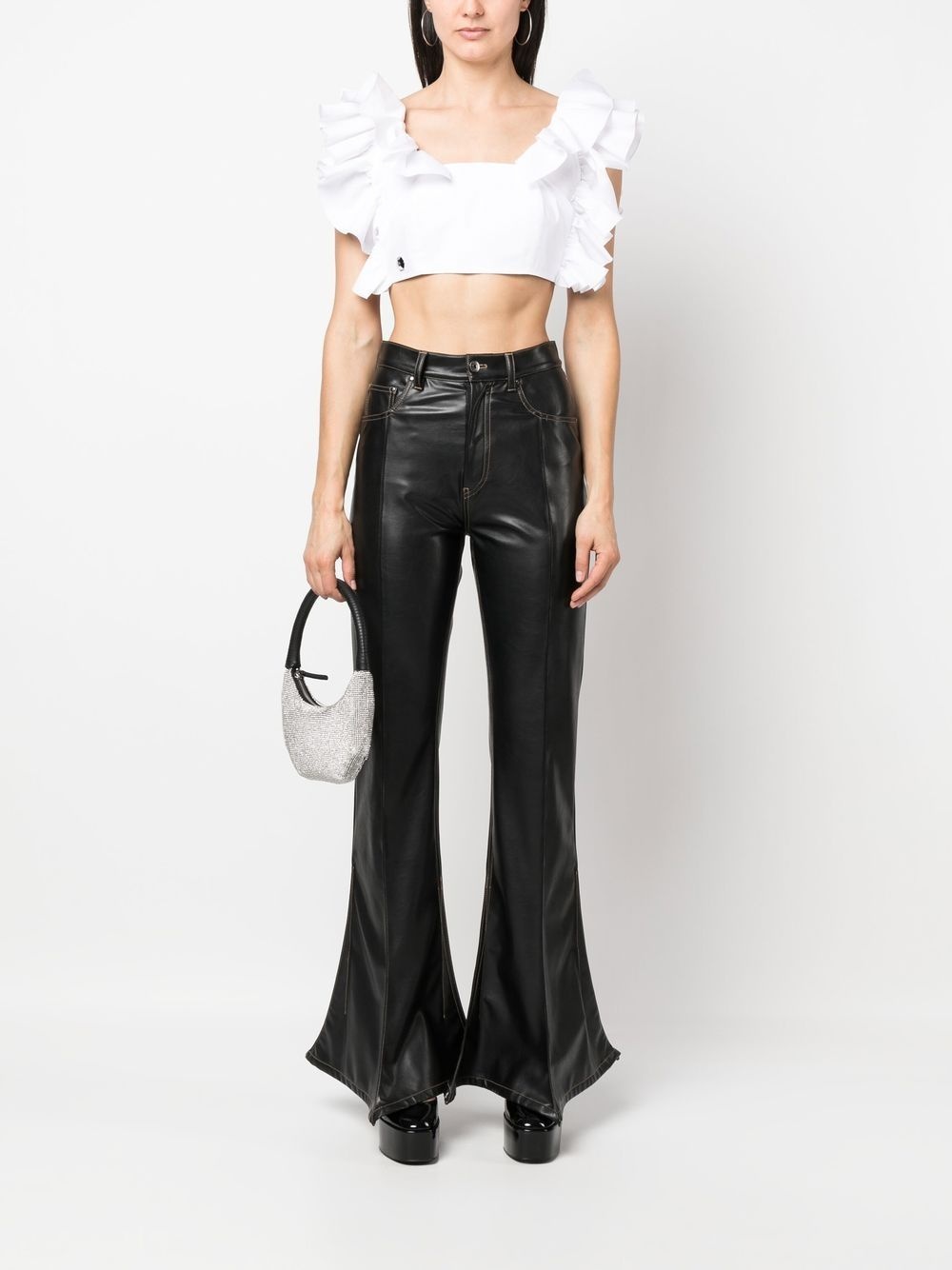 cropped ruffle-trimmed top - 2